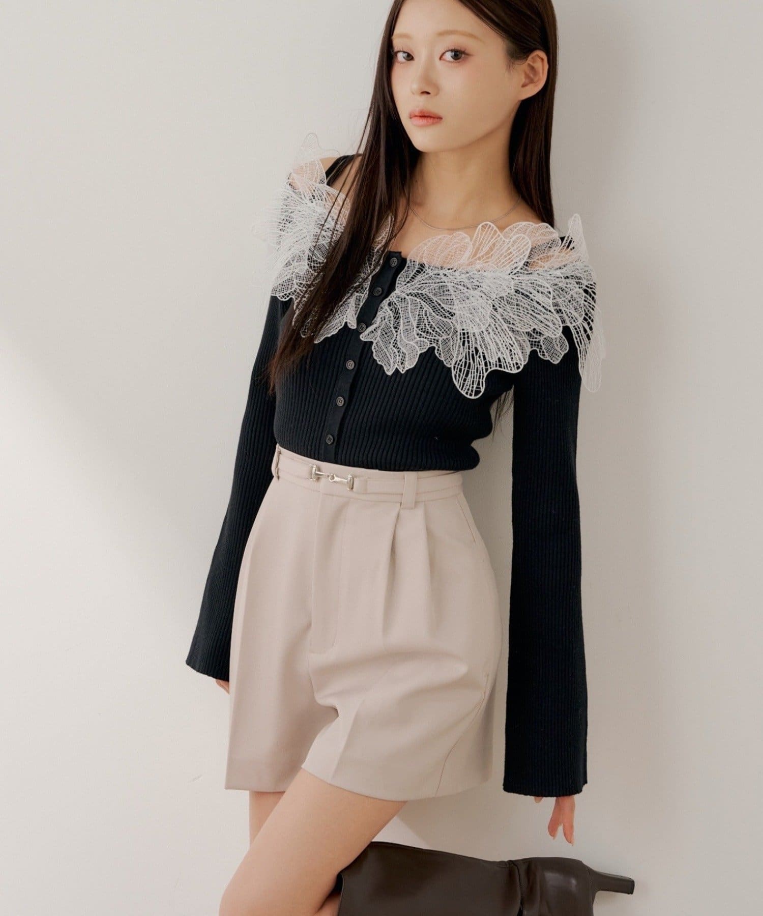 Chico(チコ) 【SALON by Chico】ウエスト金具ベルト付きハーフパンツ