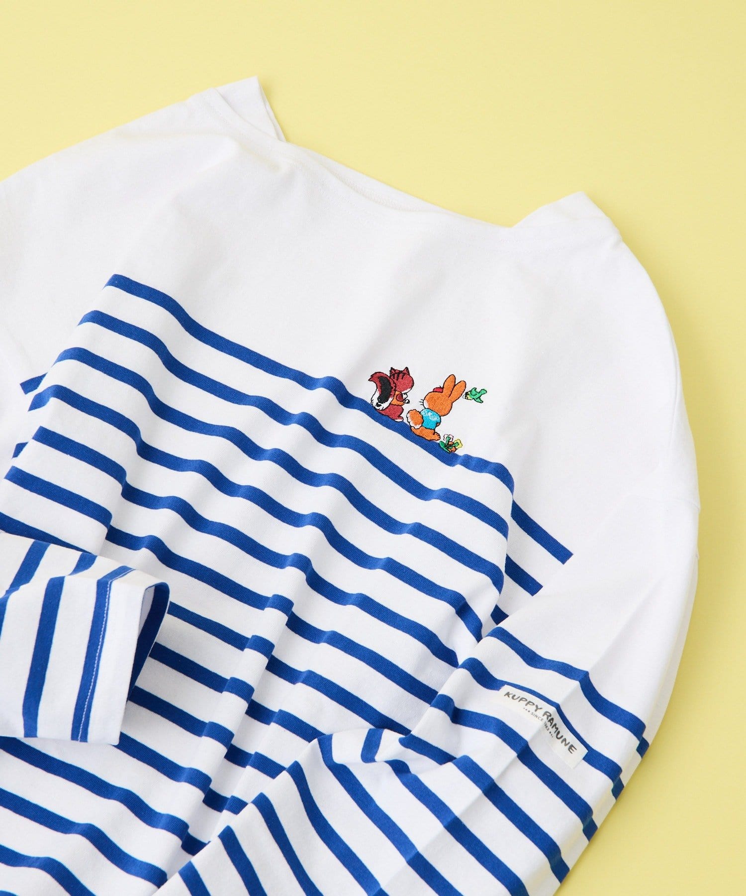 ear PAPILLONNER(イア パピヨネ) 【クッピーラムネ×ear】綿100％/コラボボーダーロングTシャツ