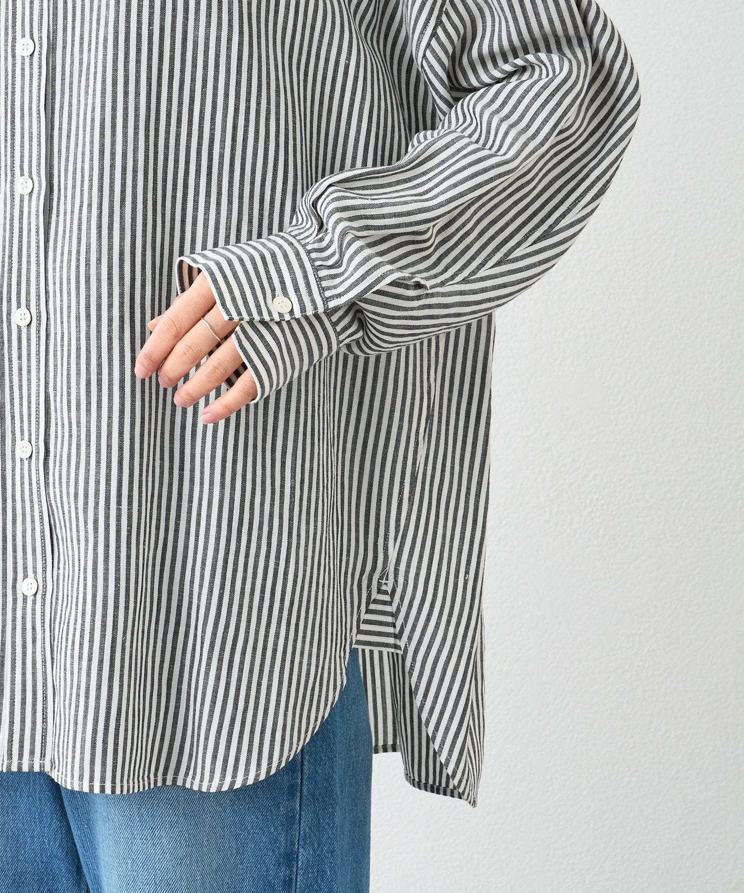 RIVE DROITE(リヴドロワ) 予約【女性らしい抜け感】リネン混ストライプシャツ