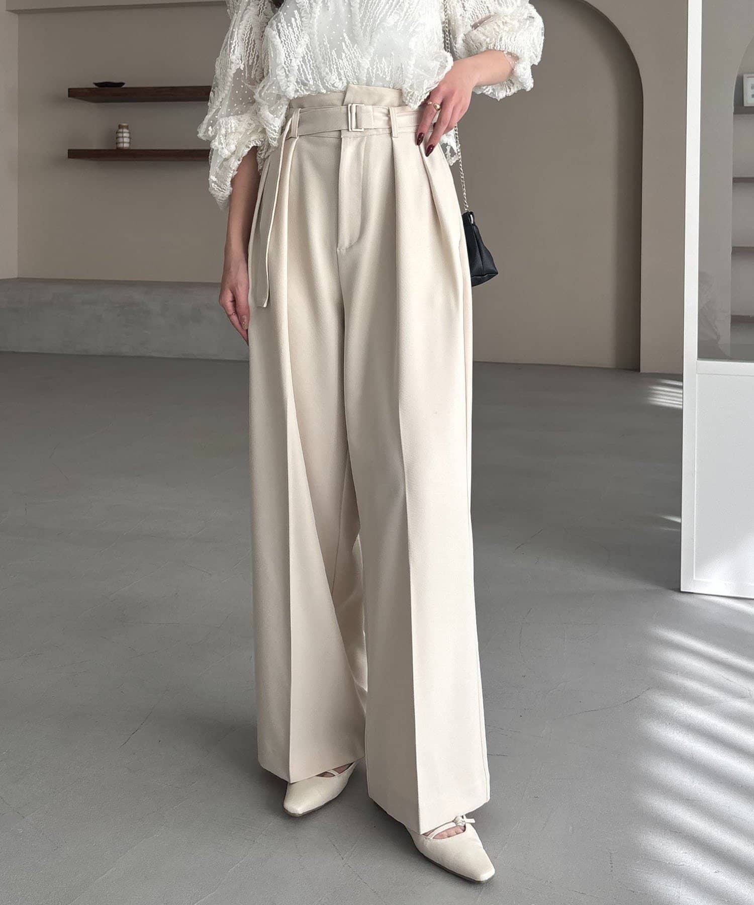 CAPRICIEUX LE'MAGE(カプリシュレマージュ) 【yuu企画】【サイズ展開あり】アシメウエストパンツ