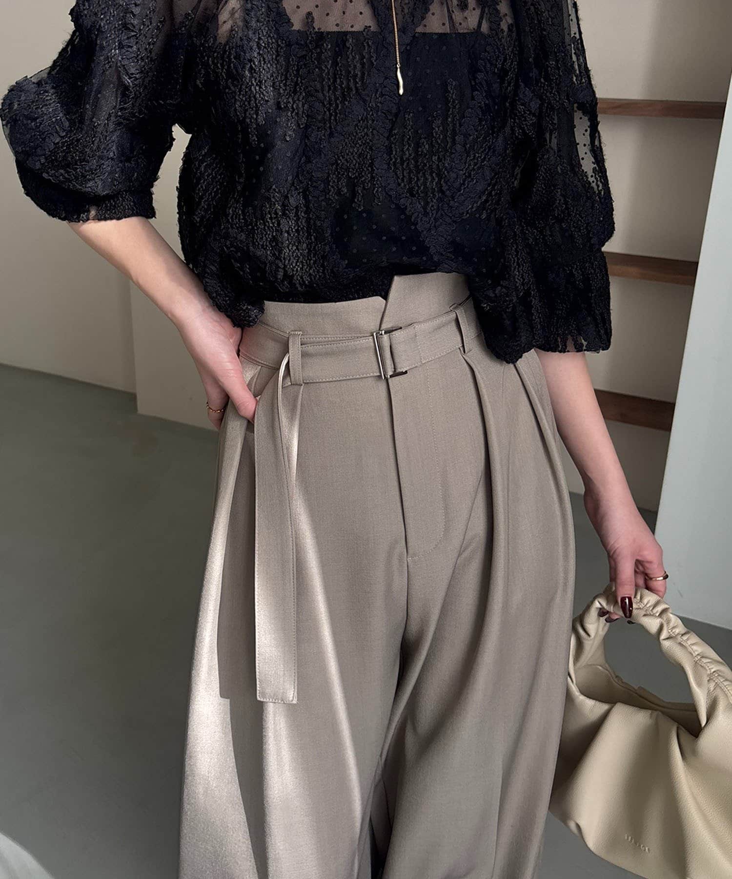 CAPRICIEUX LE'MAGE(カプリシュレマージュ) 【yuu企画】【サイズ展開あり】アシメウエストパンツ