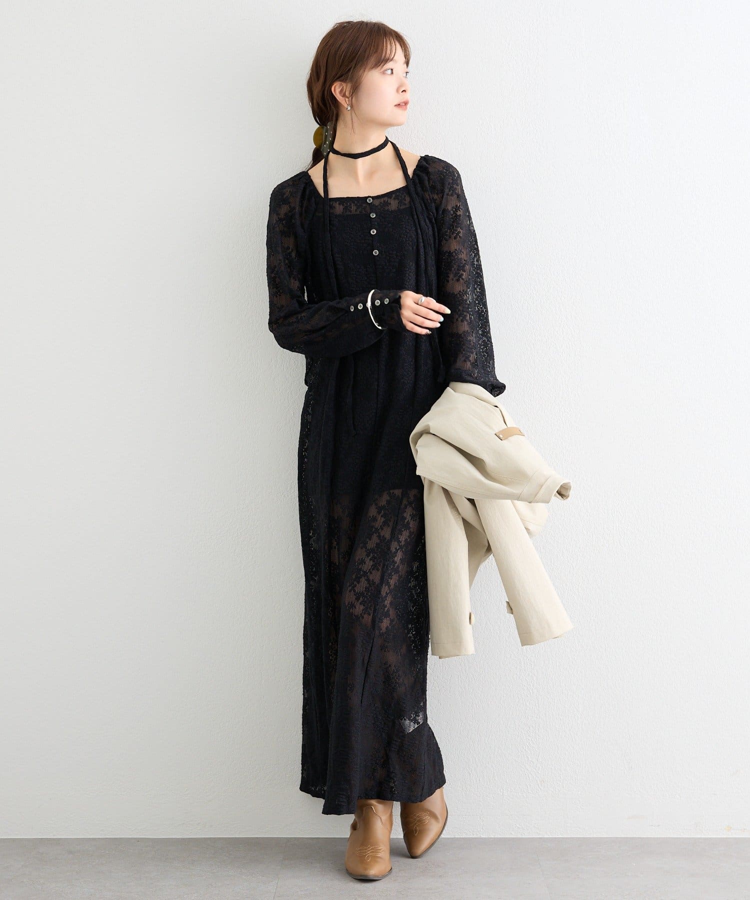 mystic(ミスティック) フラワーレースロングワンピース