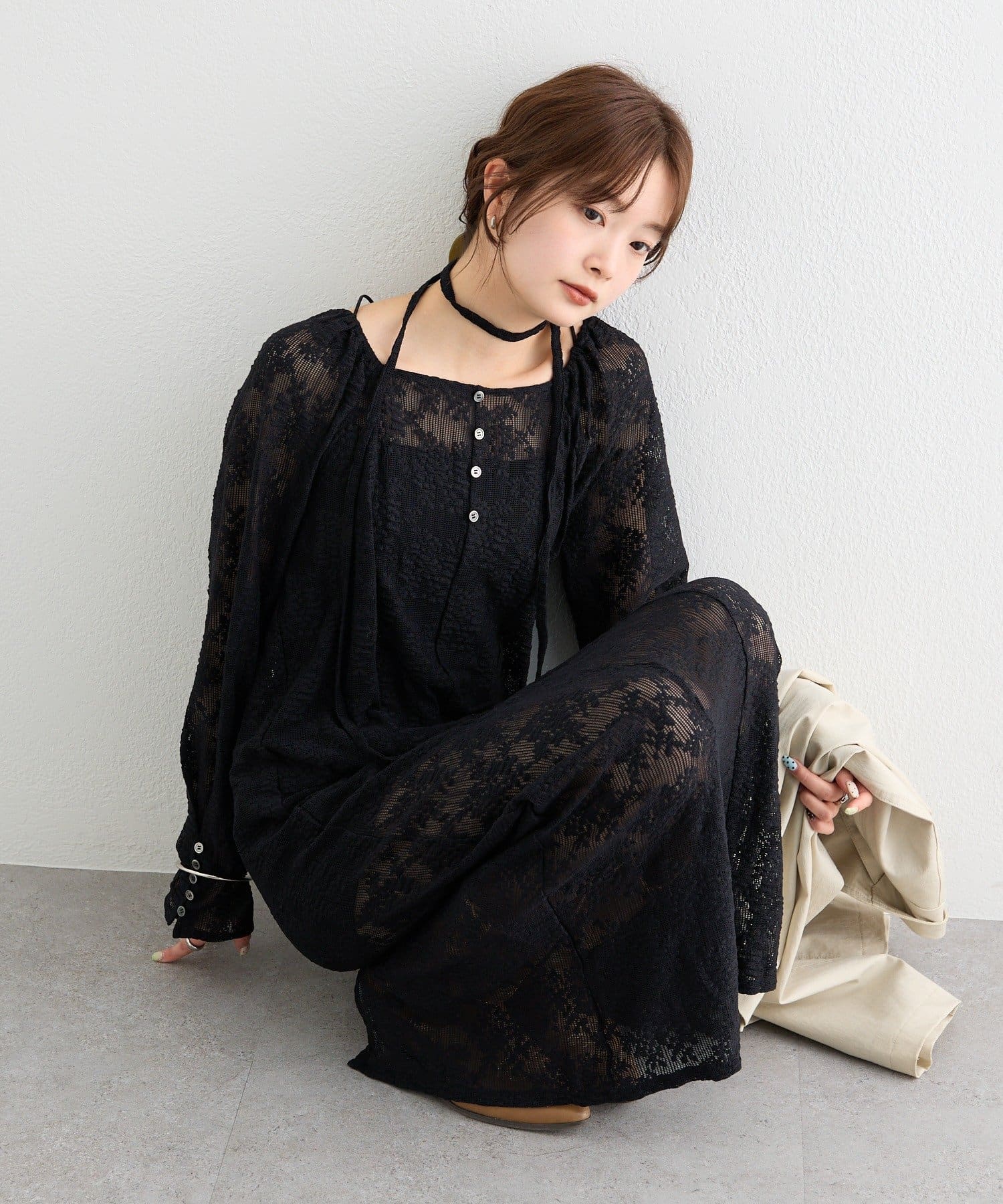 mystic(ミスティック) フラワーレースロングワンピース