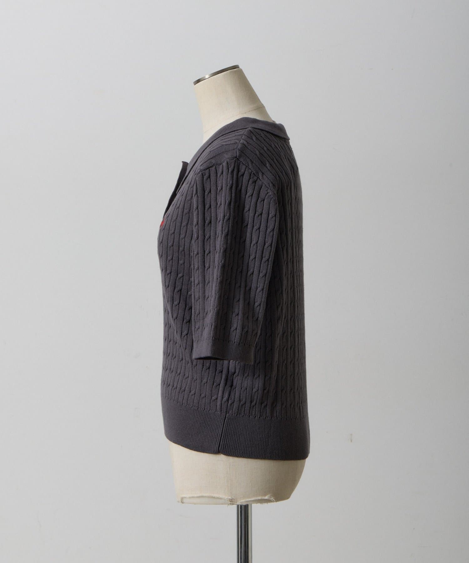 -goocy-(グーシー) 【BHPC】ケーブル半袖ポロニット