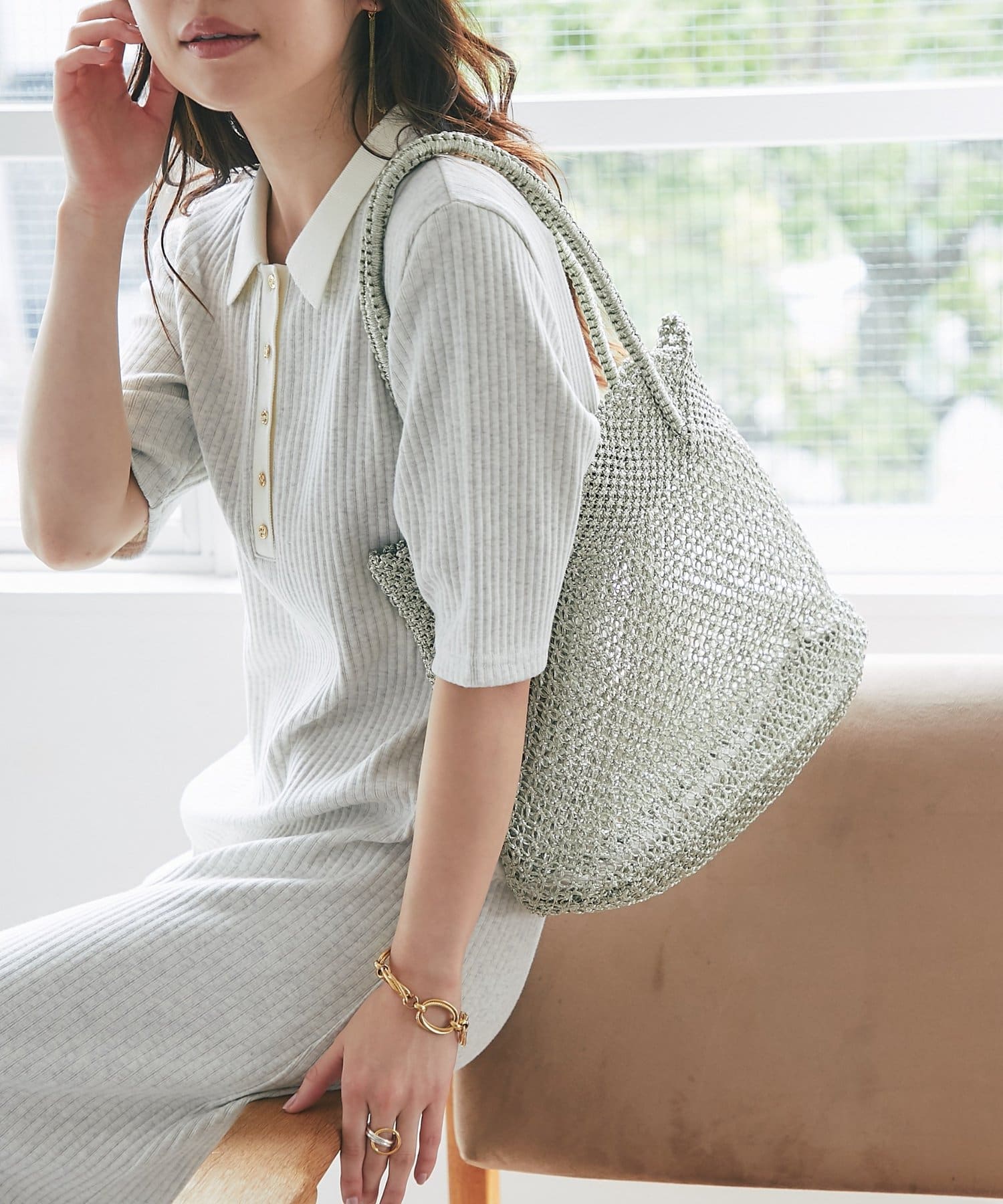 La boutique BonBon(ラブティックボンボン) 【バグマティ】メタリッククロシェトートバッグ