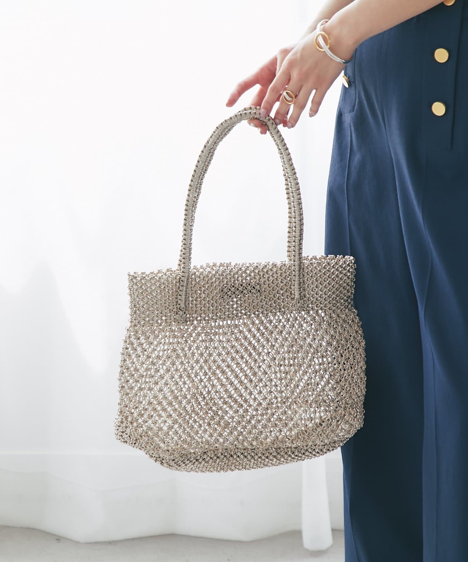 La boutique BonBon(ラブティックボンボン) 【バグマティ】メタリッククロシェトートバッグ