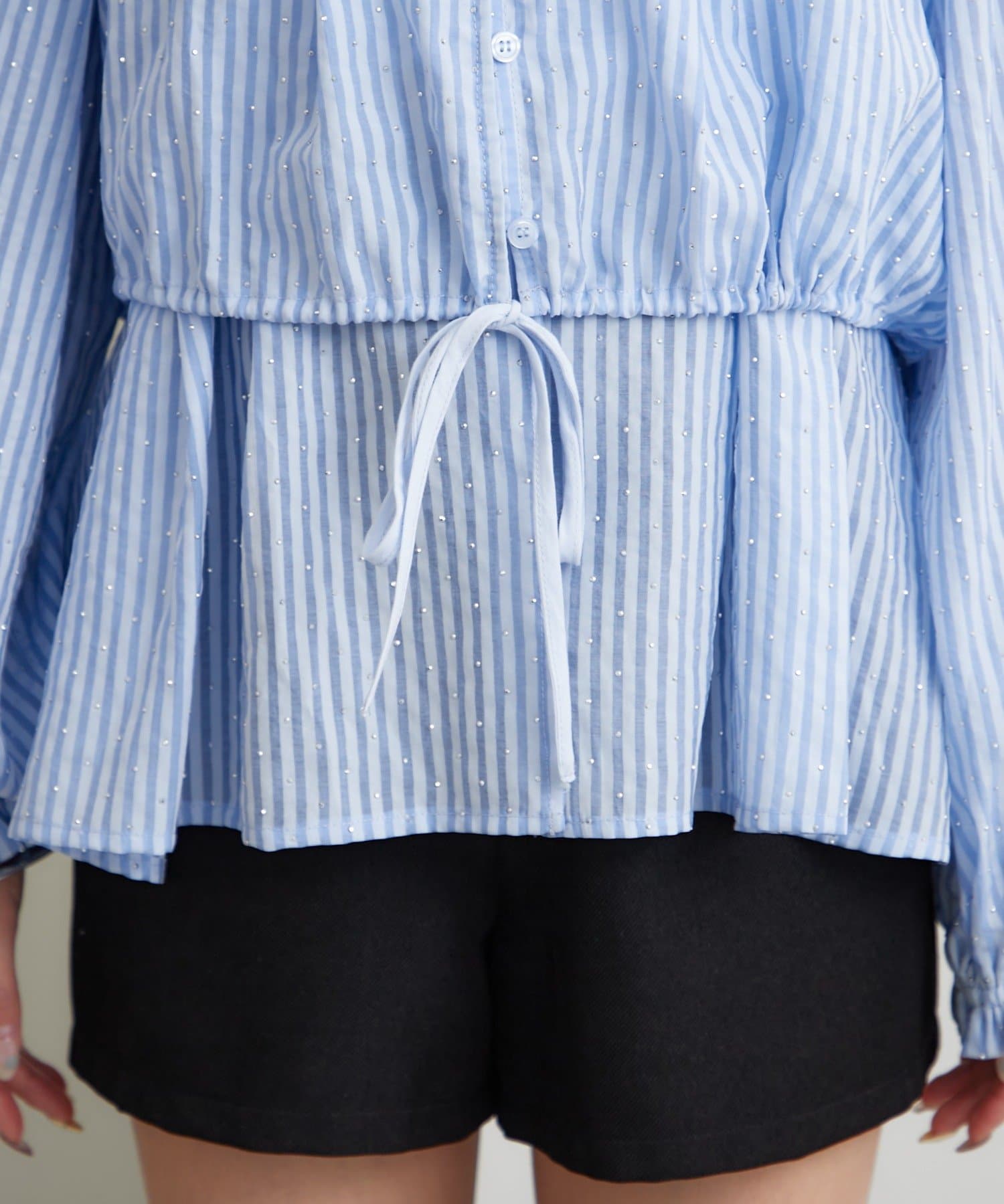 mystic(ミスティック) ラメストライプビスチェSETブラウス