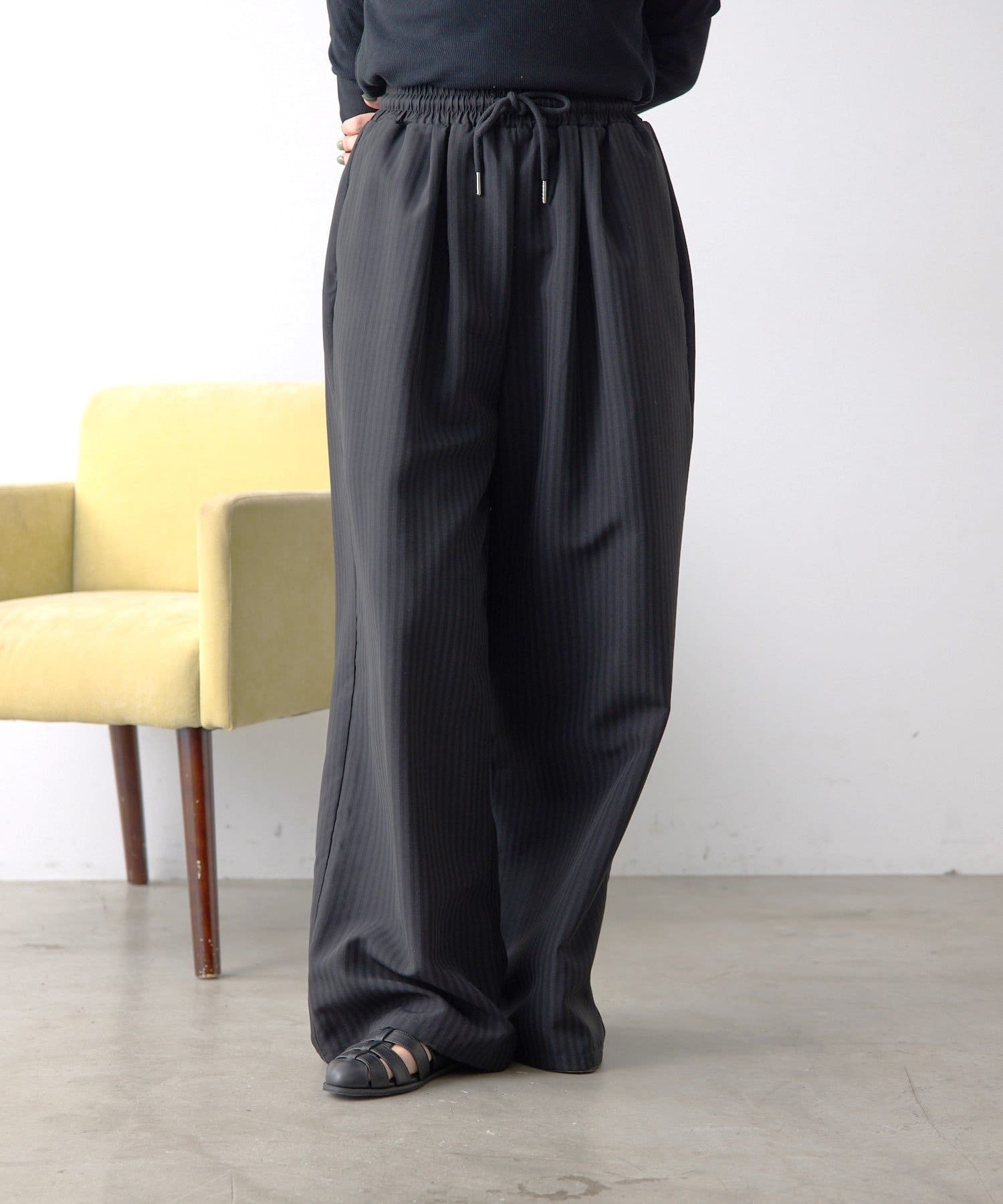 ear PAPILLONNER(イア パピヨネ) 《WEB限定カラーあり/シワになりにくい》イージードロストパンツ【SUM1 STYLE(スミスタイル)】