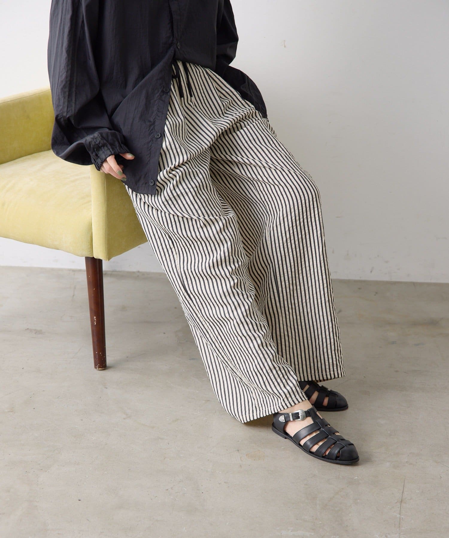 ear PAPILLONNER(イア パピヨネ) 《WEB限定カラーあり/シワになりにくい》イージードロストパンツ【SUM1 STYLE(スミスタイル)】