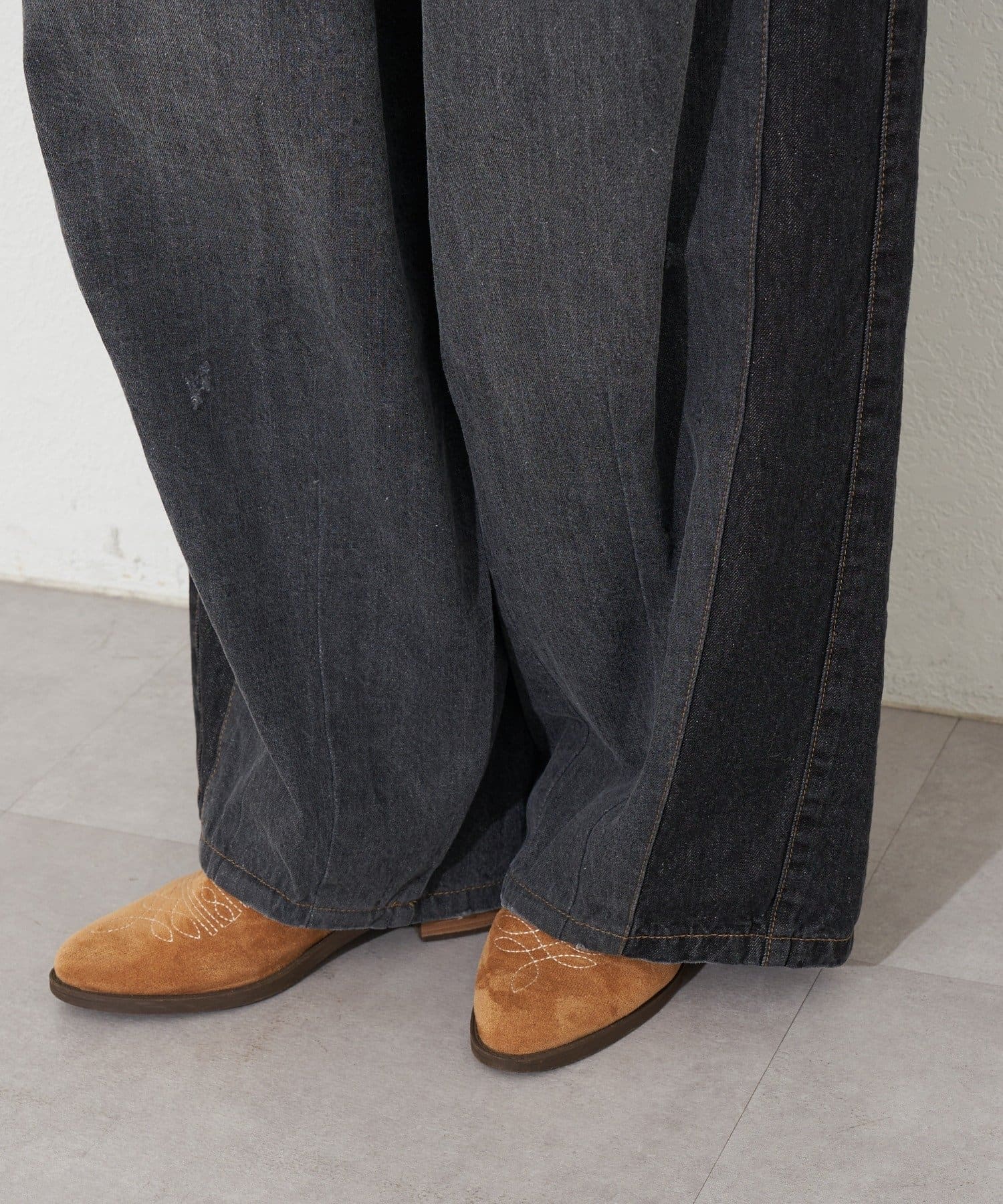 CIAOPANIC(チャオパニック) 【cian denim/シアンデニム】切替スーパーワイドバルーンデニムパンツ