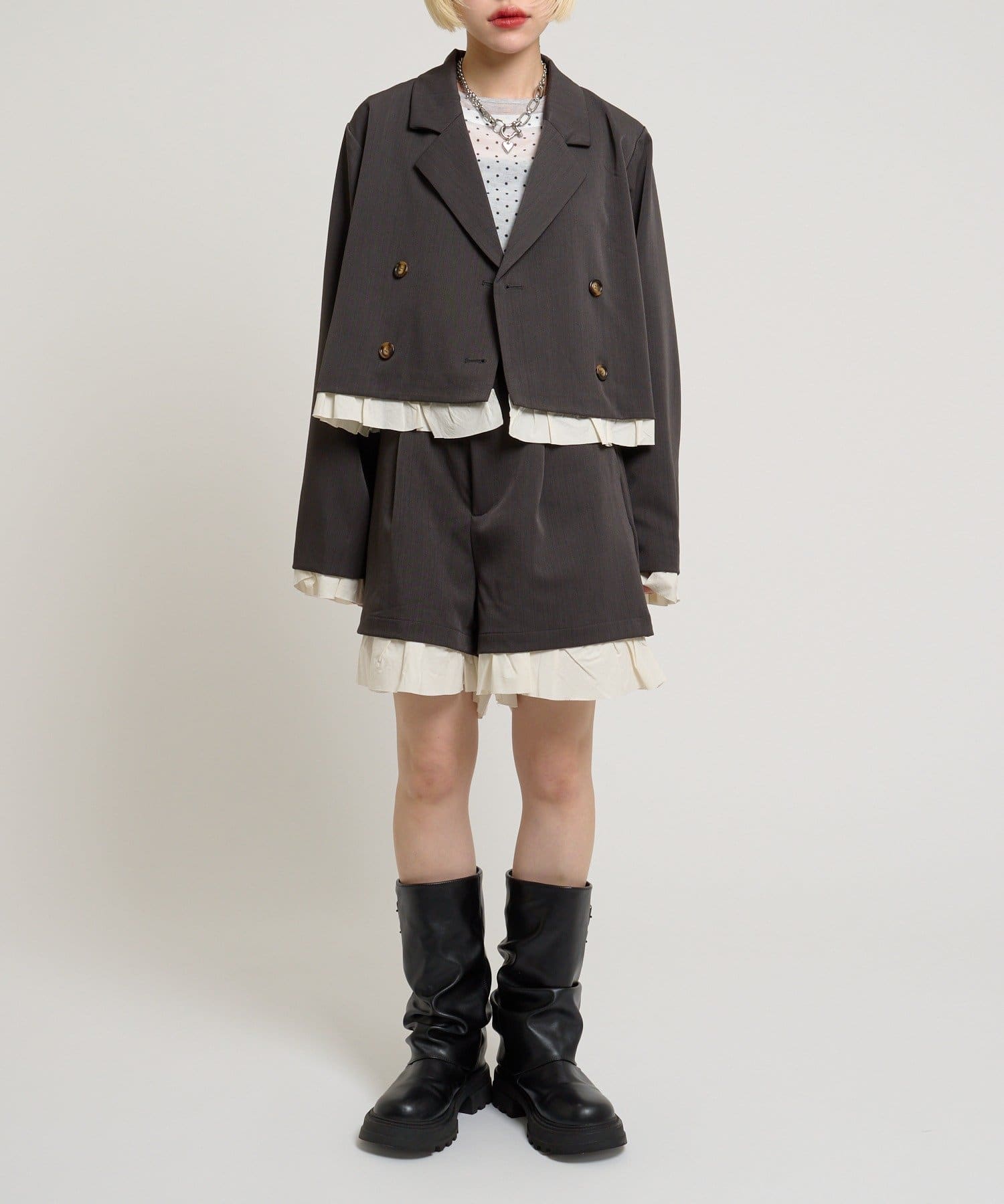 w closet(ダブルクローゼット) 【セットアップ対応】ショートフリルジャケット