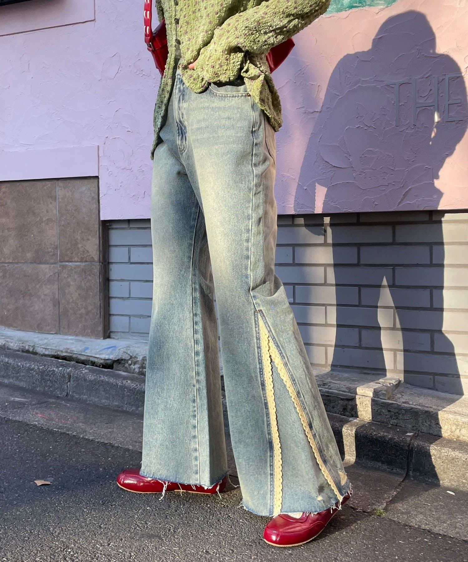 CIAOPANIC(チャオパニック) レースダーツフレアデニムパンツ