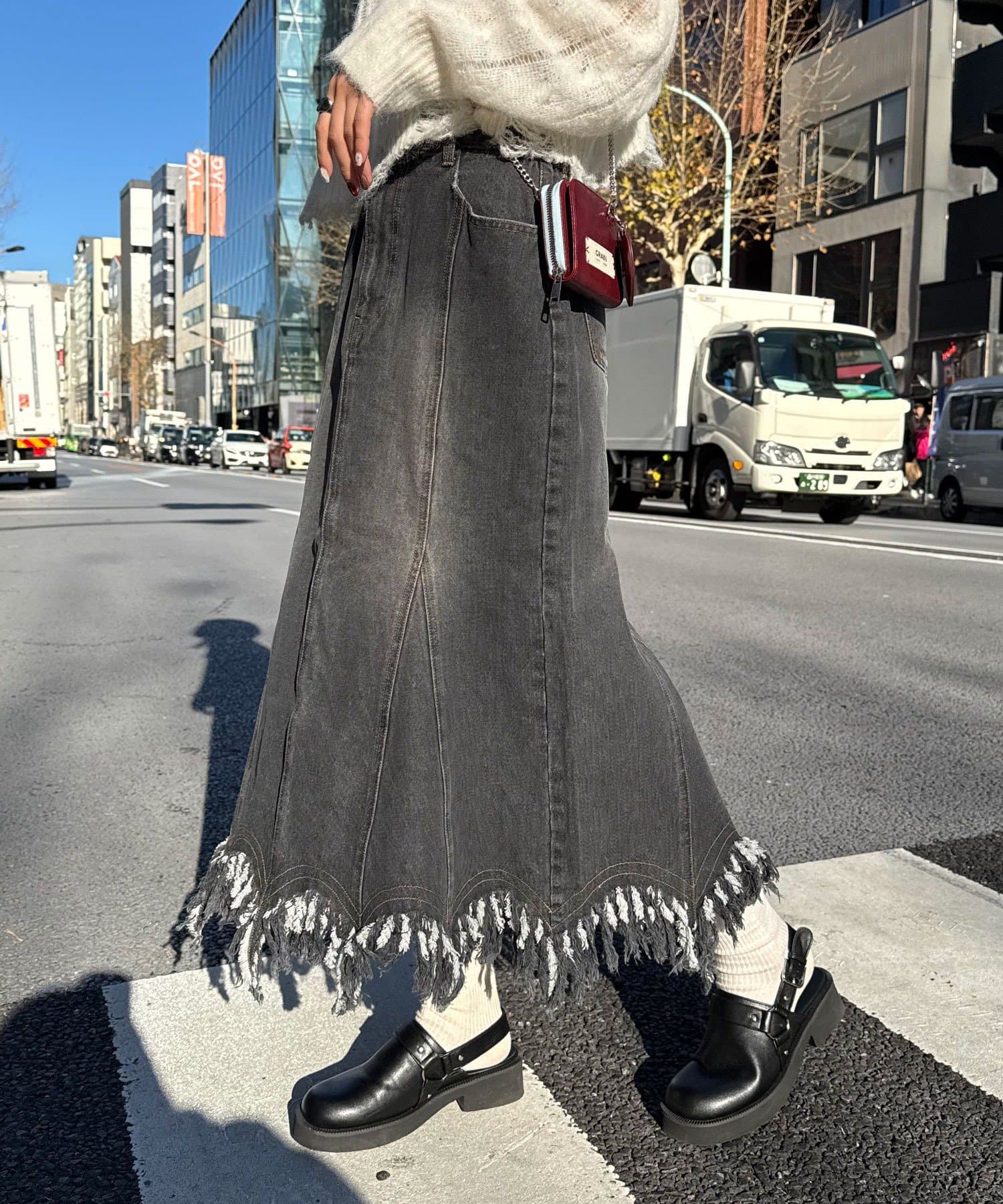 CIAOPANIC(チャオパニック) 裾フリンジデニムマーメイドスカート