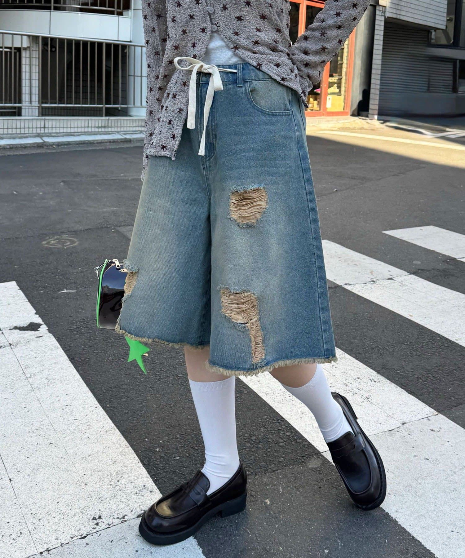 CIAOPANIC(チャオパニック) オーバーダイダメージデニムハーフパンツ