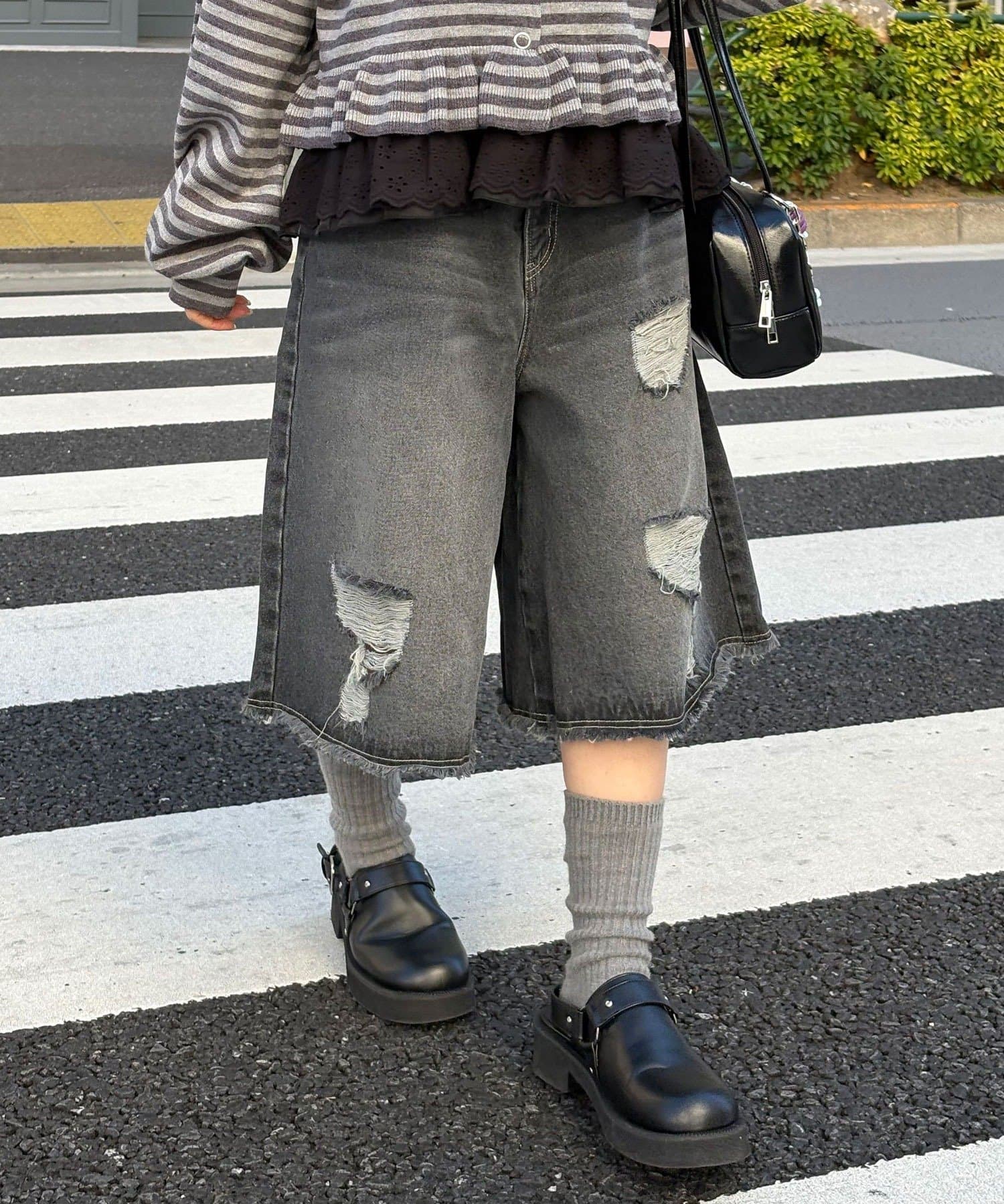 CIAOPANIC(チャオパニック) オーバーダイダメージデニムハーフパンツ