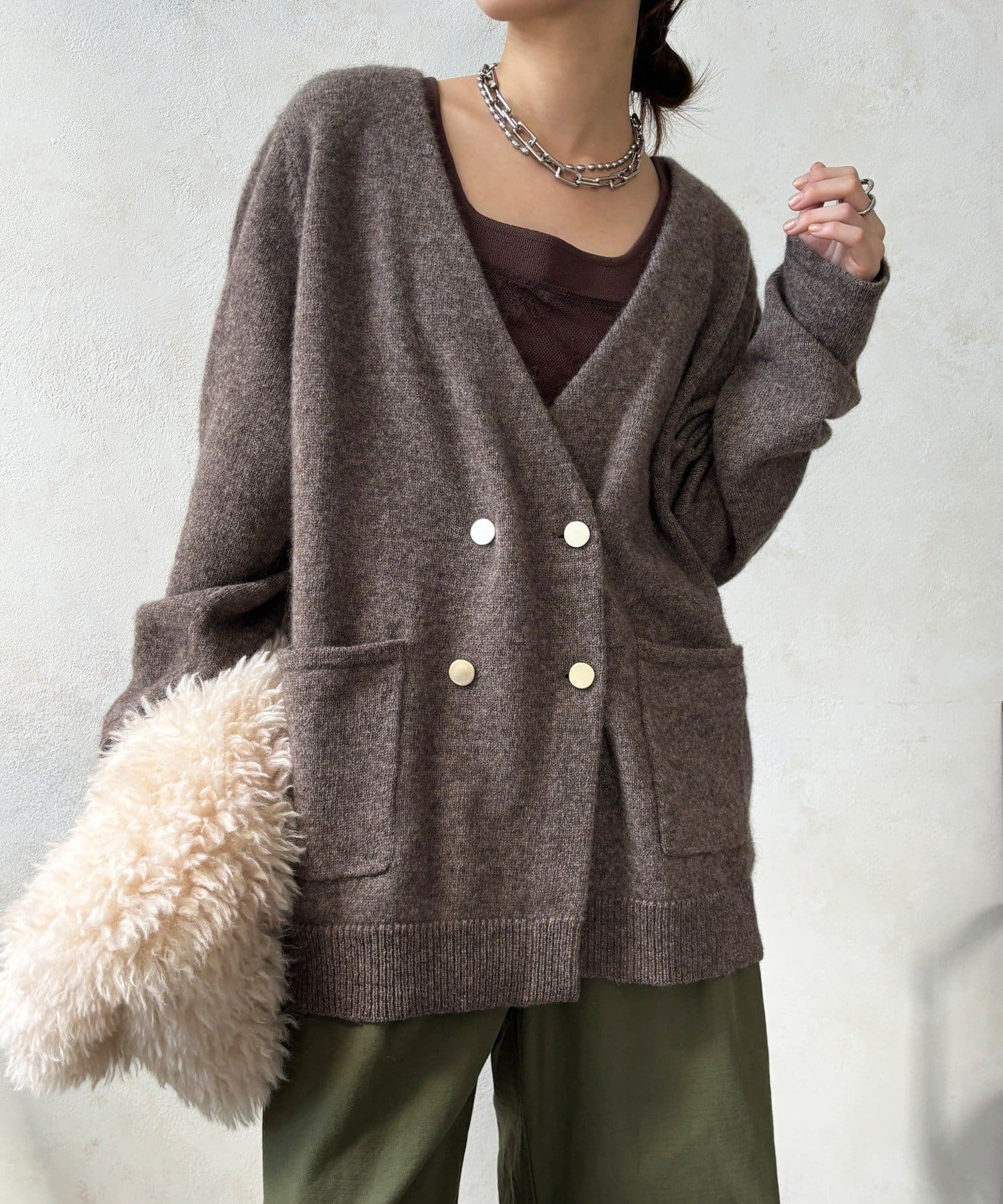 OUTLET(アウトレット) 【DouDou】ヤクウールニットジャケット