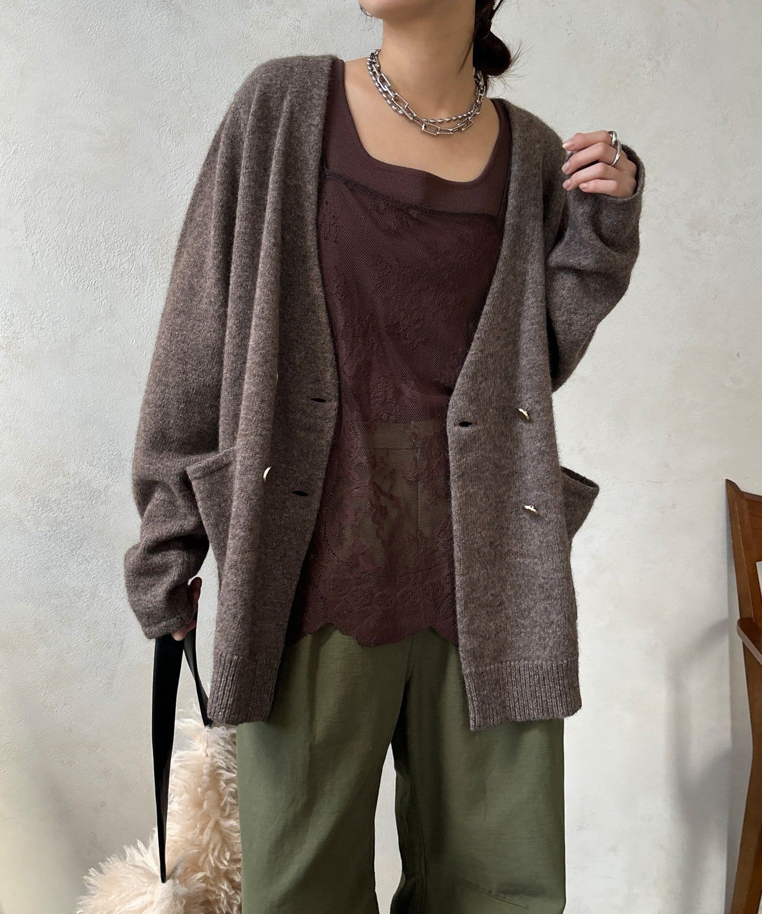 OUTLET(アウトレット) 【DouDou】ヤクウールニットジャケット