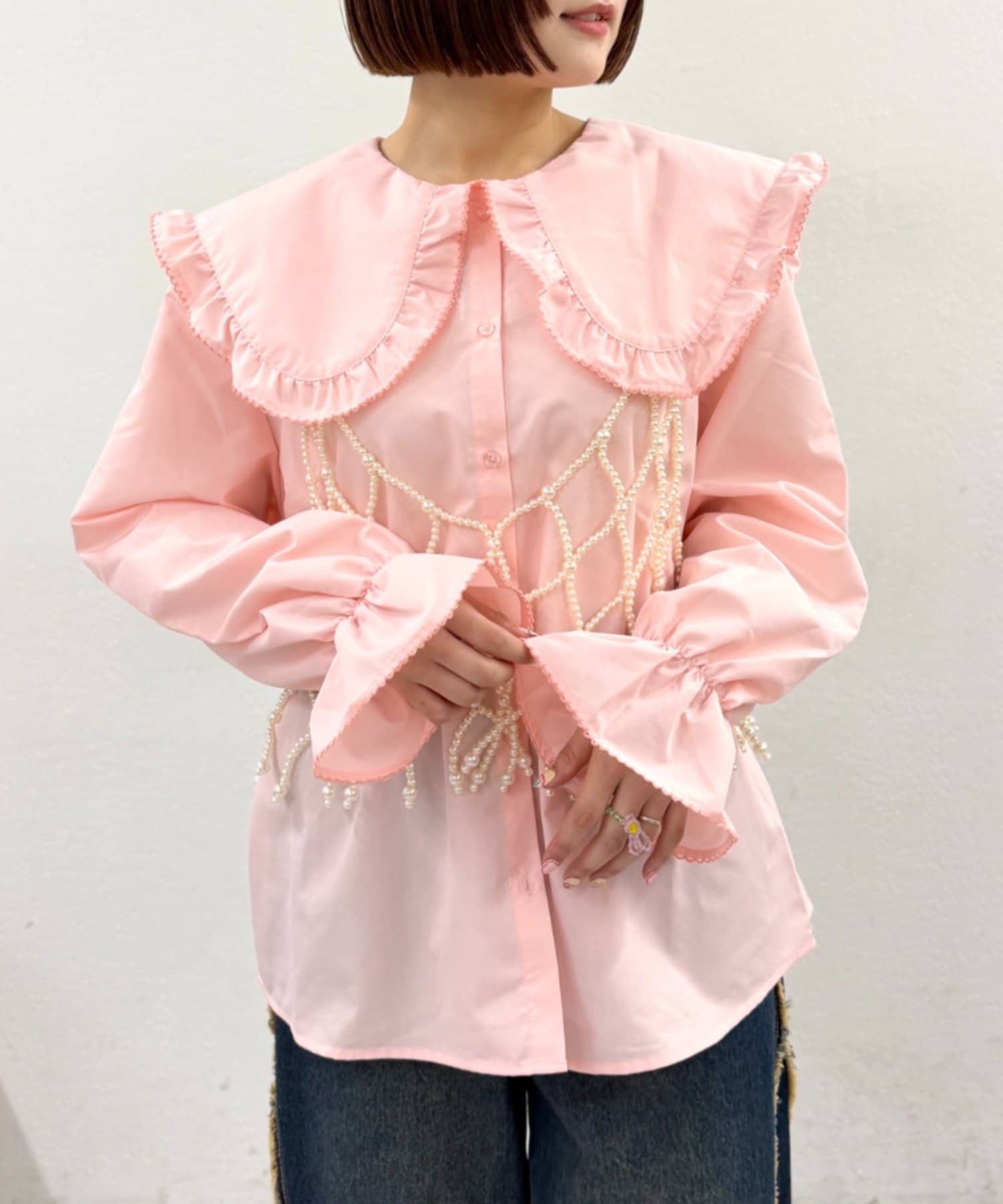 OUTLET(アウトレット) 【w closet】配色BIGカラーブラウス