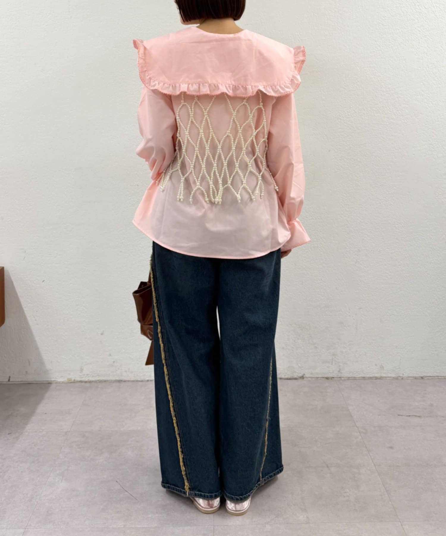 OUTLET(アウトレット) 【w closet】配色BIGカラーブラウス