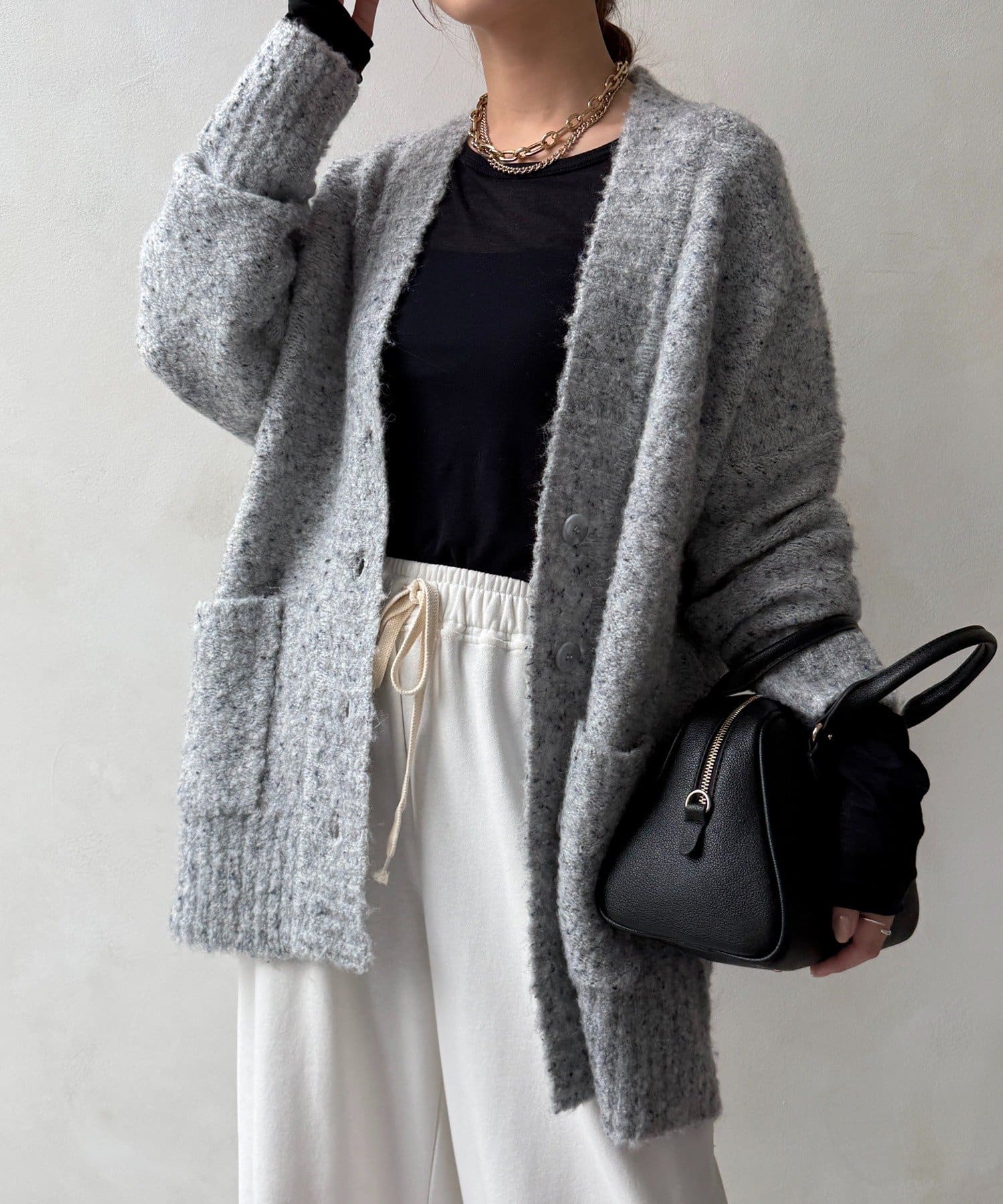 OUTLET(アウトレット) 【DouDou】ウォッシャブルカラーネップカーディガン