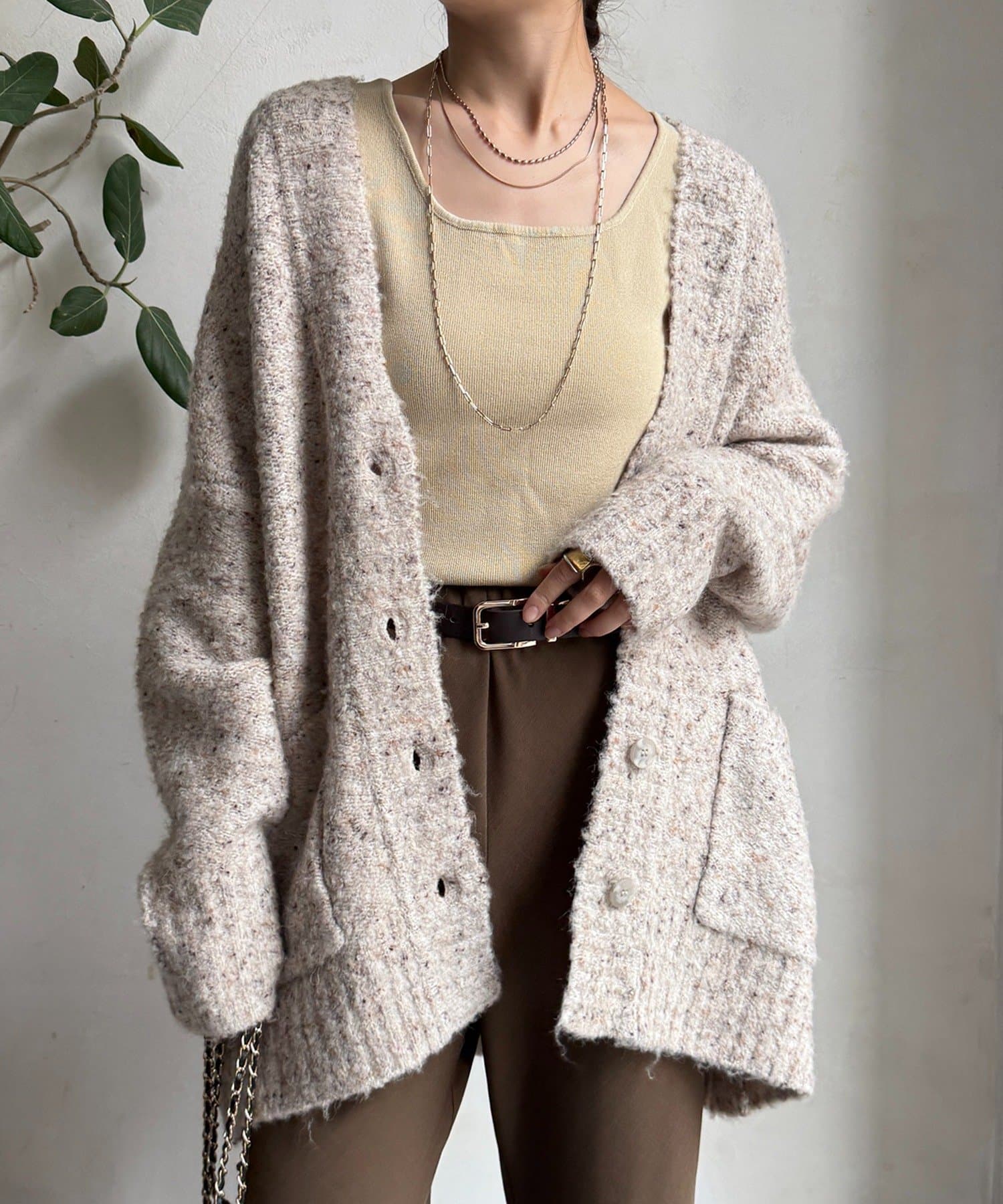 OUTLET(アウトレット) 【DouDou】ウォッシャブルカラーネップカーディガン