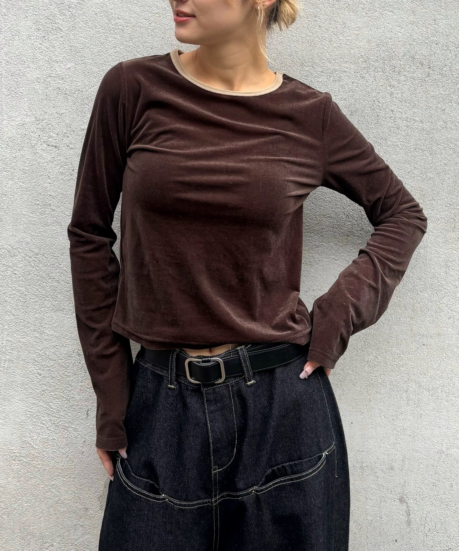 OUTLET(アウトレット) 【WHO'S WHO gallery】ベロアリンガートップス