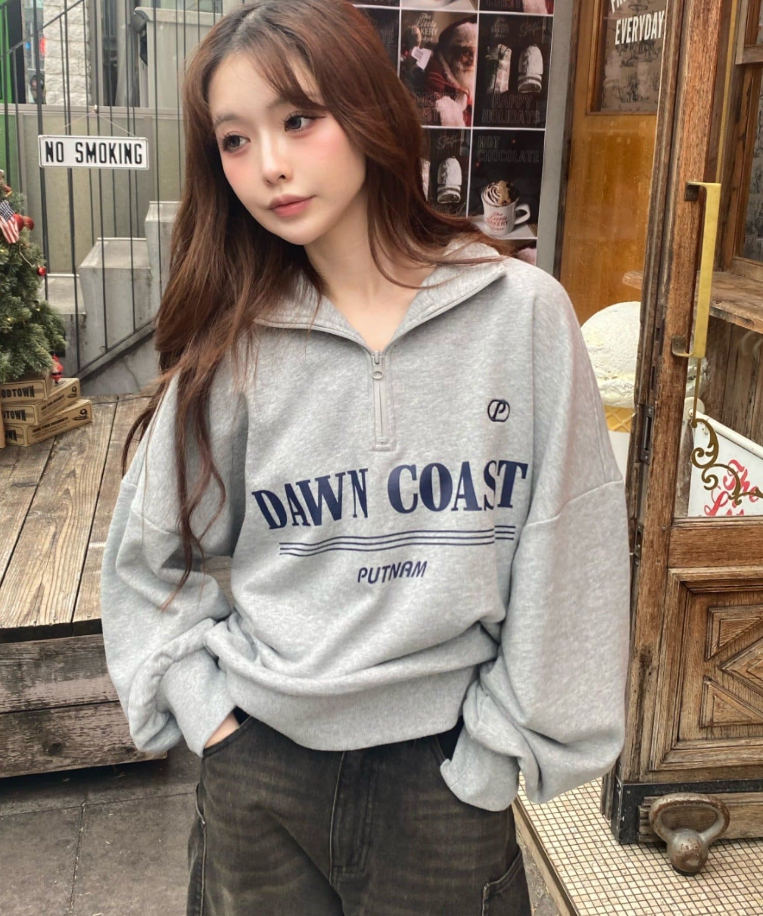 OUTLET(アウトレット) 【RAY CASSIN】ハーフジップロゴスウェット