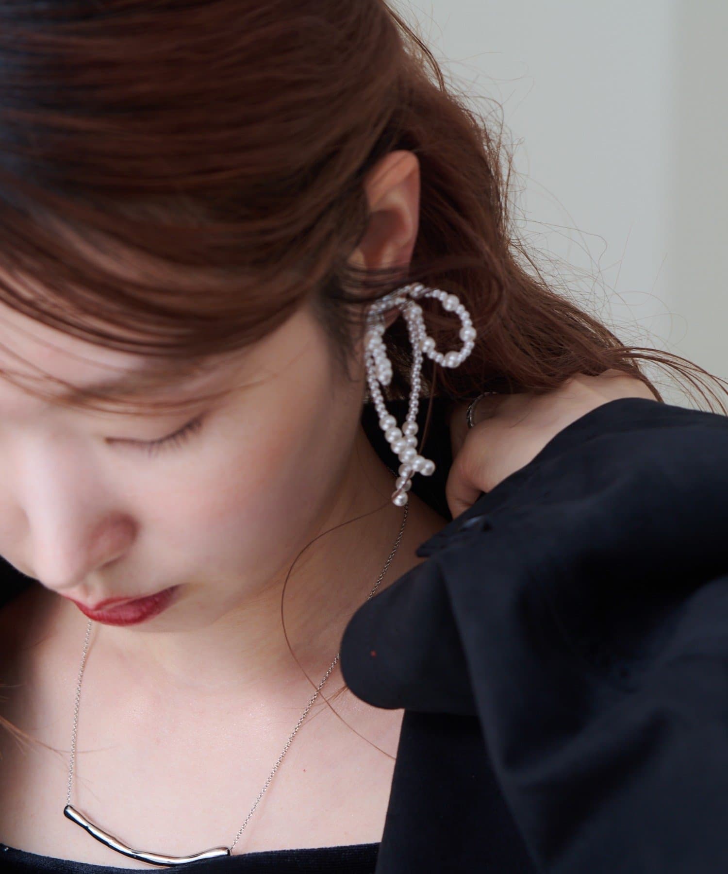 OUTLET(アウトレット) 【Kastane】パールリボンイヤリング