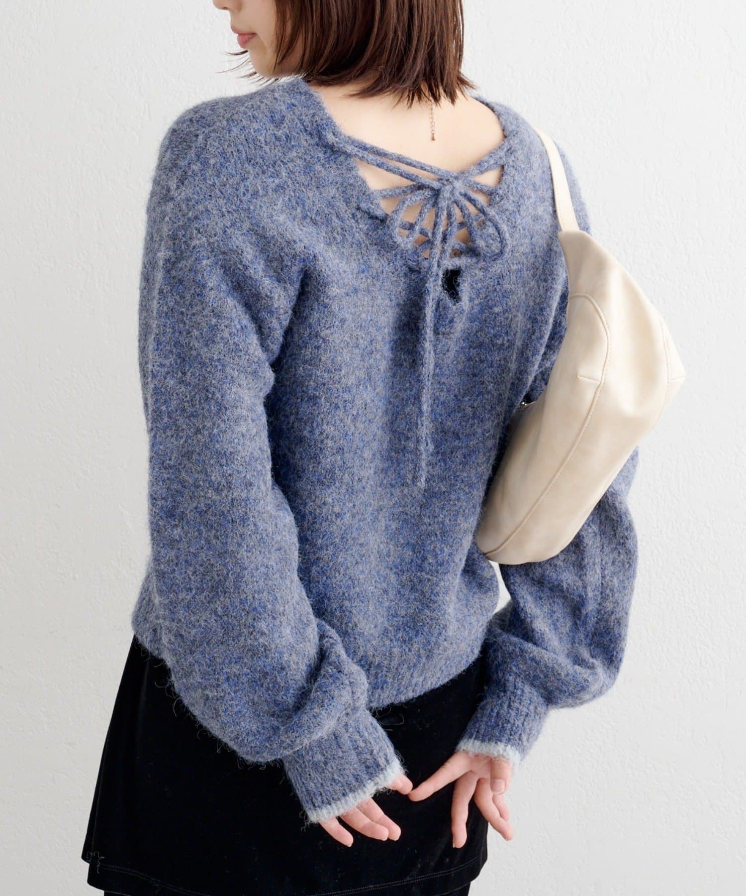 OUTLET(アウトレット) 【Kastane】レースアップニットプルオーバー