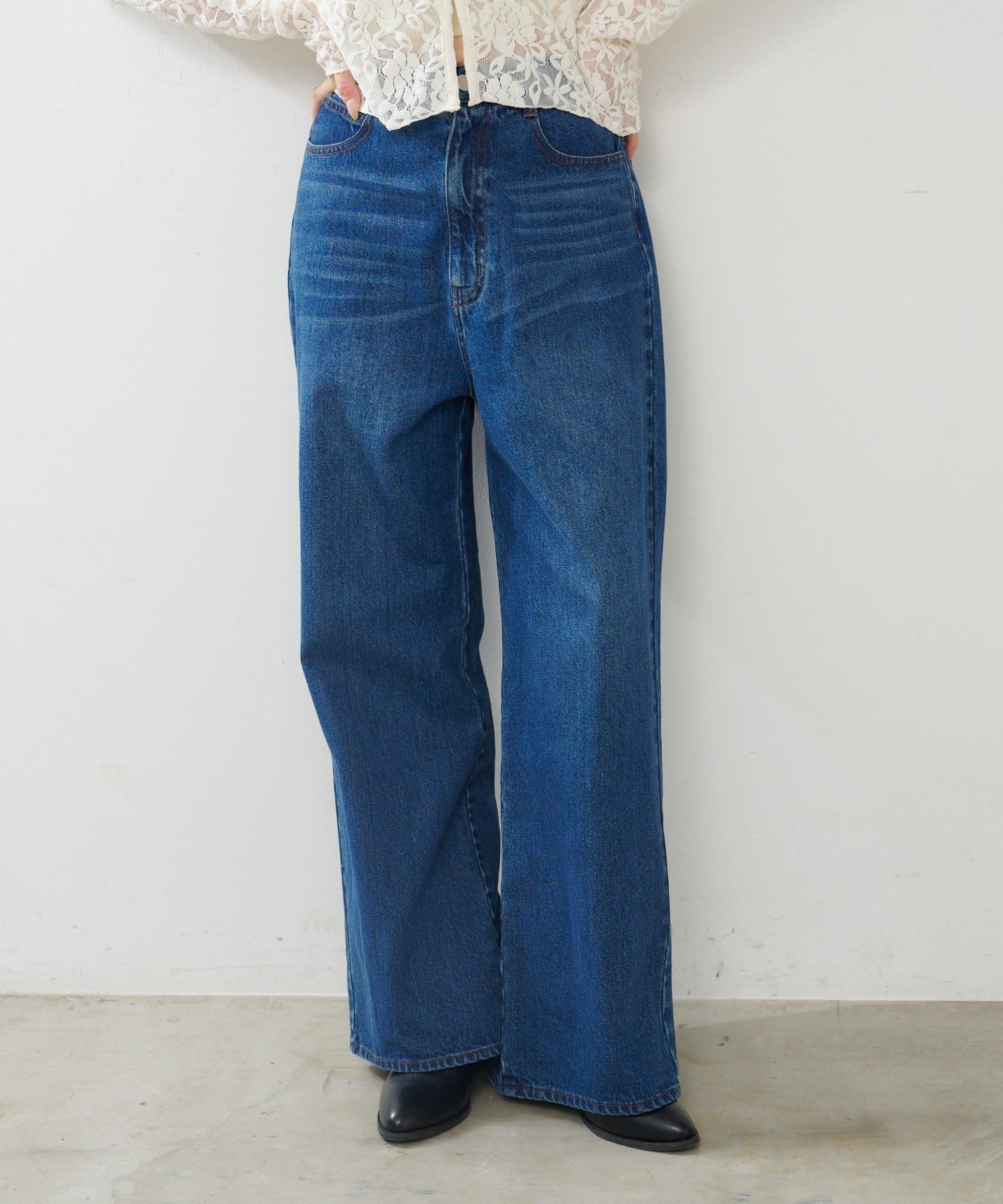 OUTLET(アウトレット) 【Kastane】ストレートバックベルトデニムパンツ