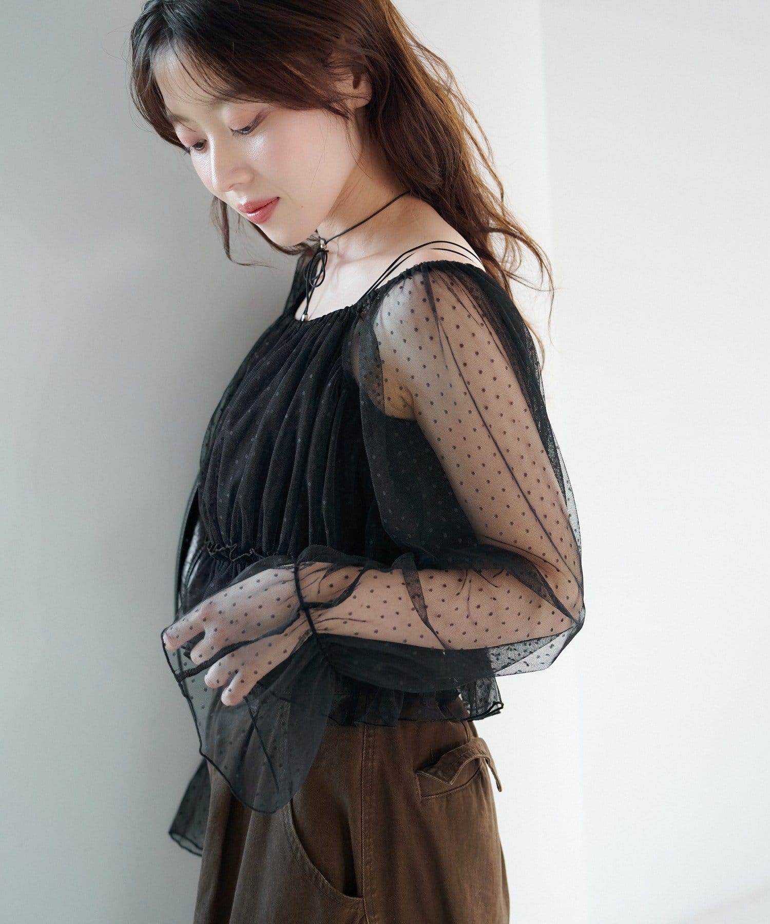 OUTLET(アウトレット) 【Kastane】ペプラムチュール×レースアップワンピースSET