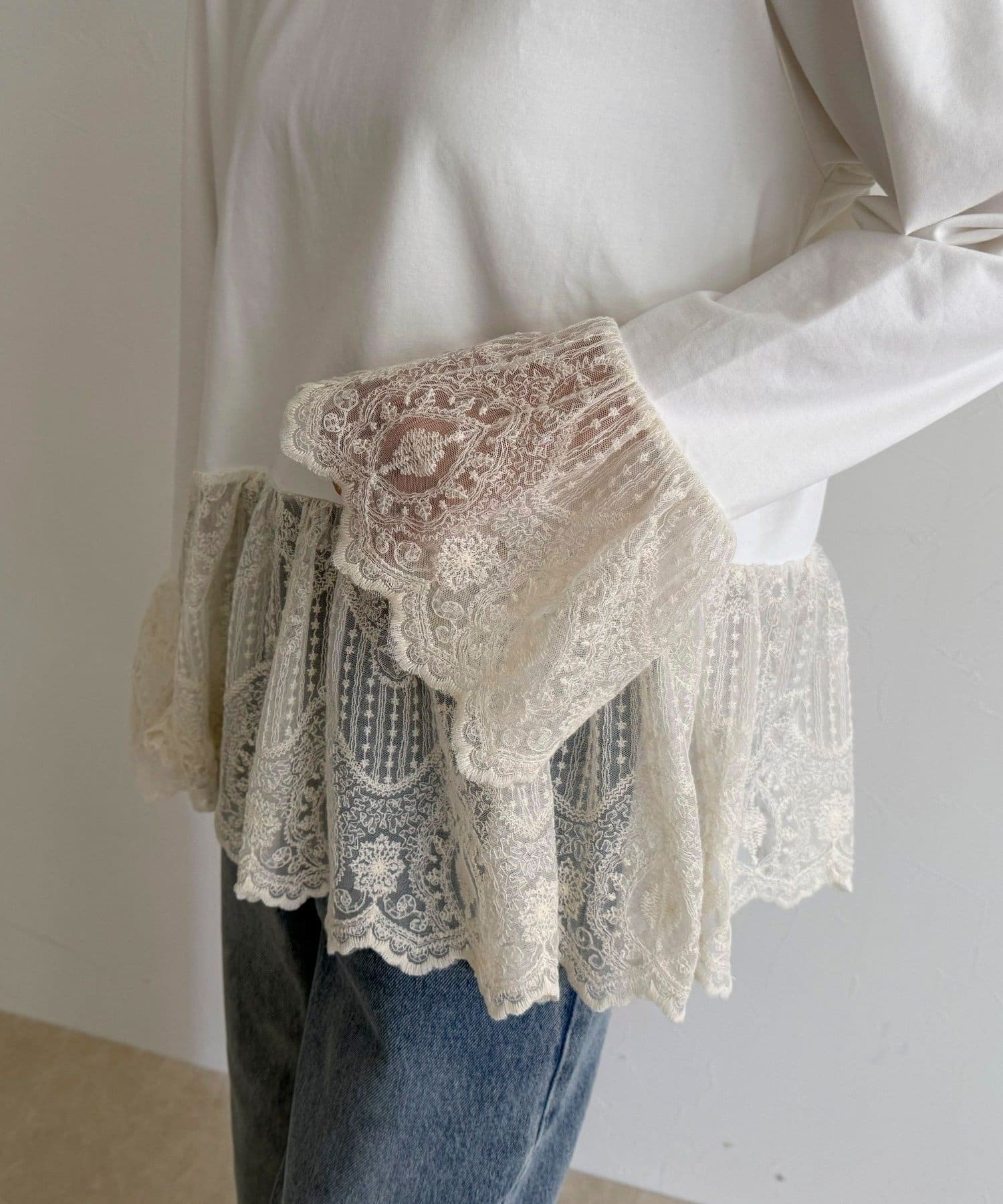 FREDY & GLOSTER(フレディ アンド グロスター) 【3回目の追加販売！】レースドッキングロンTシャツ