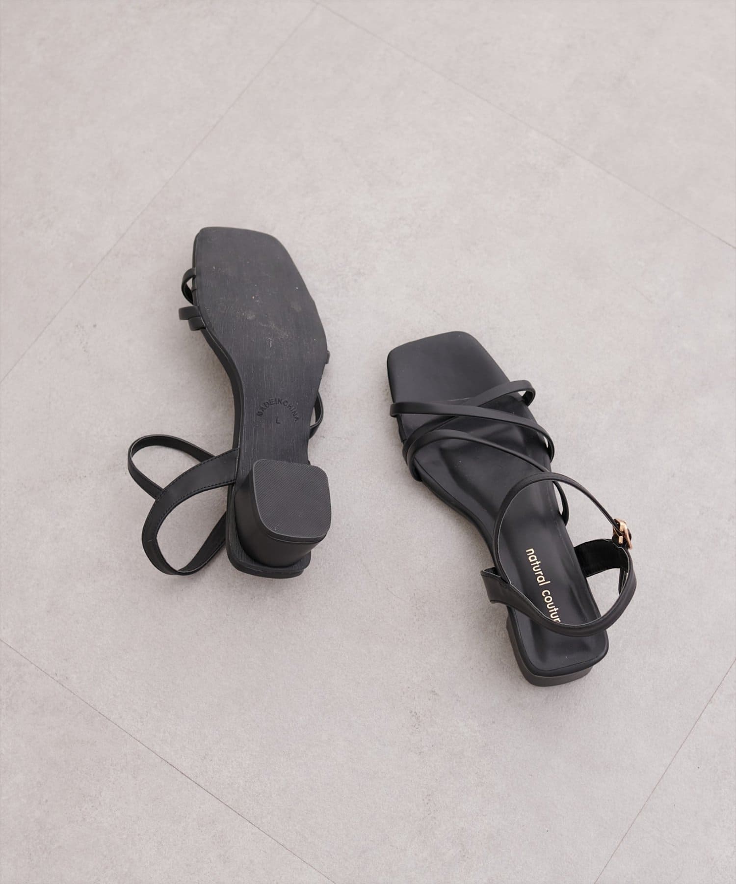 natural couture(ナチュラルクチュール) スムース細ヒモサンダル