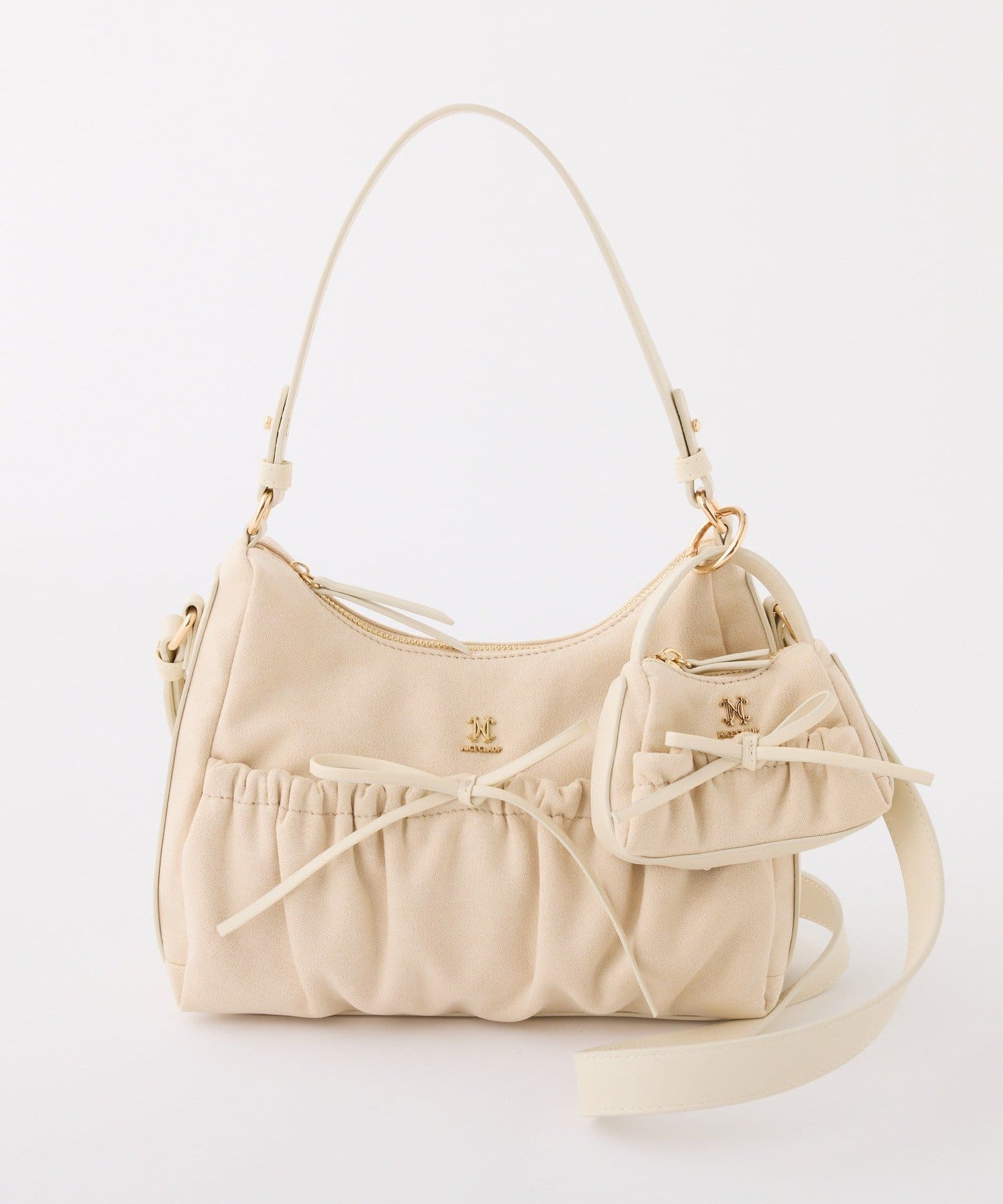 one after another NICE CLAUP(ワンアフターアナザー ナイスクラップ) ミニバッグチャーム付きドロストリボンバッグ