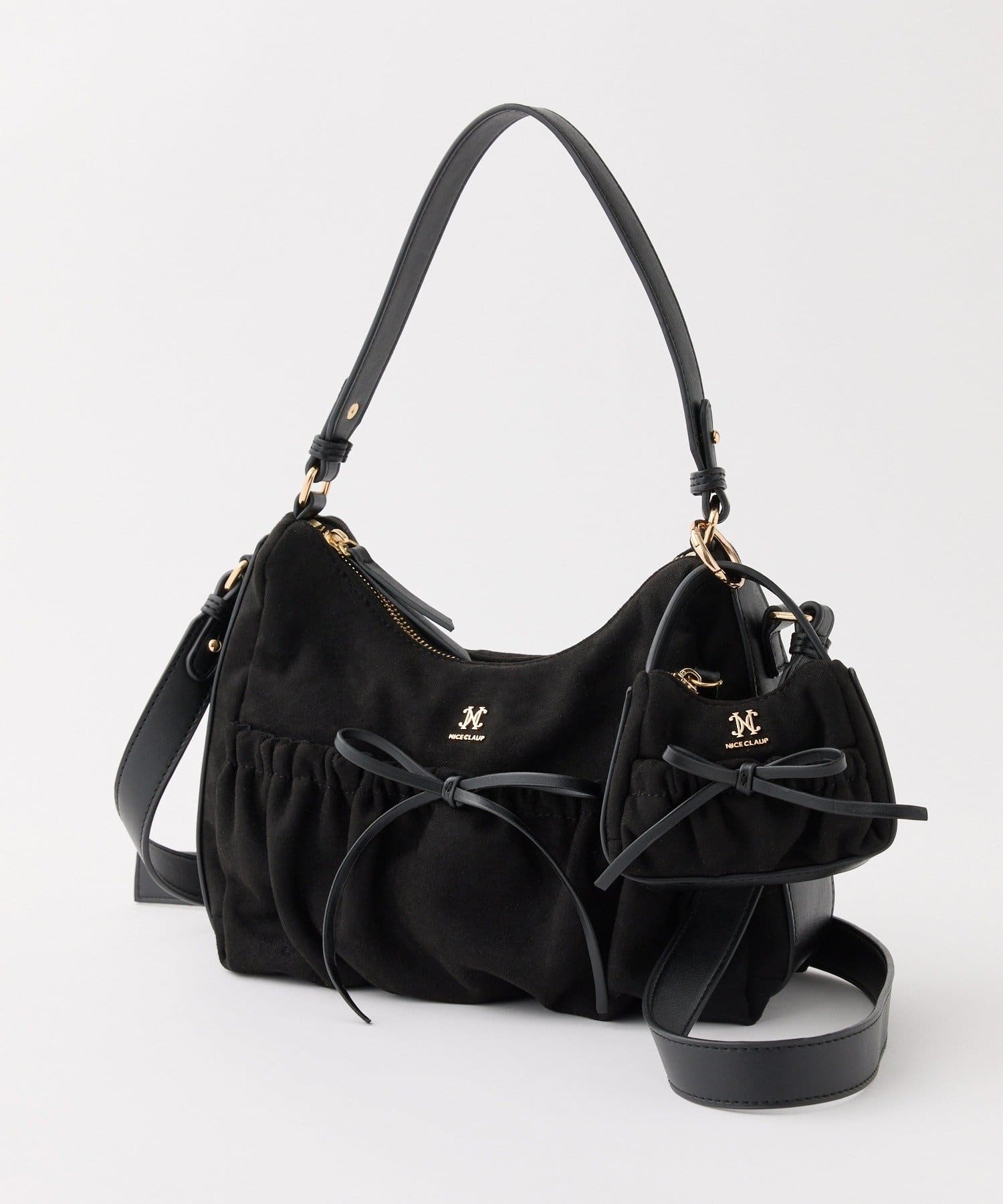 one after another NICE CLAUP(ワンアフターアナザー ナイスクラップ) ミニバッグチャーム付きドロストリボンバッグ