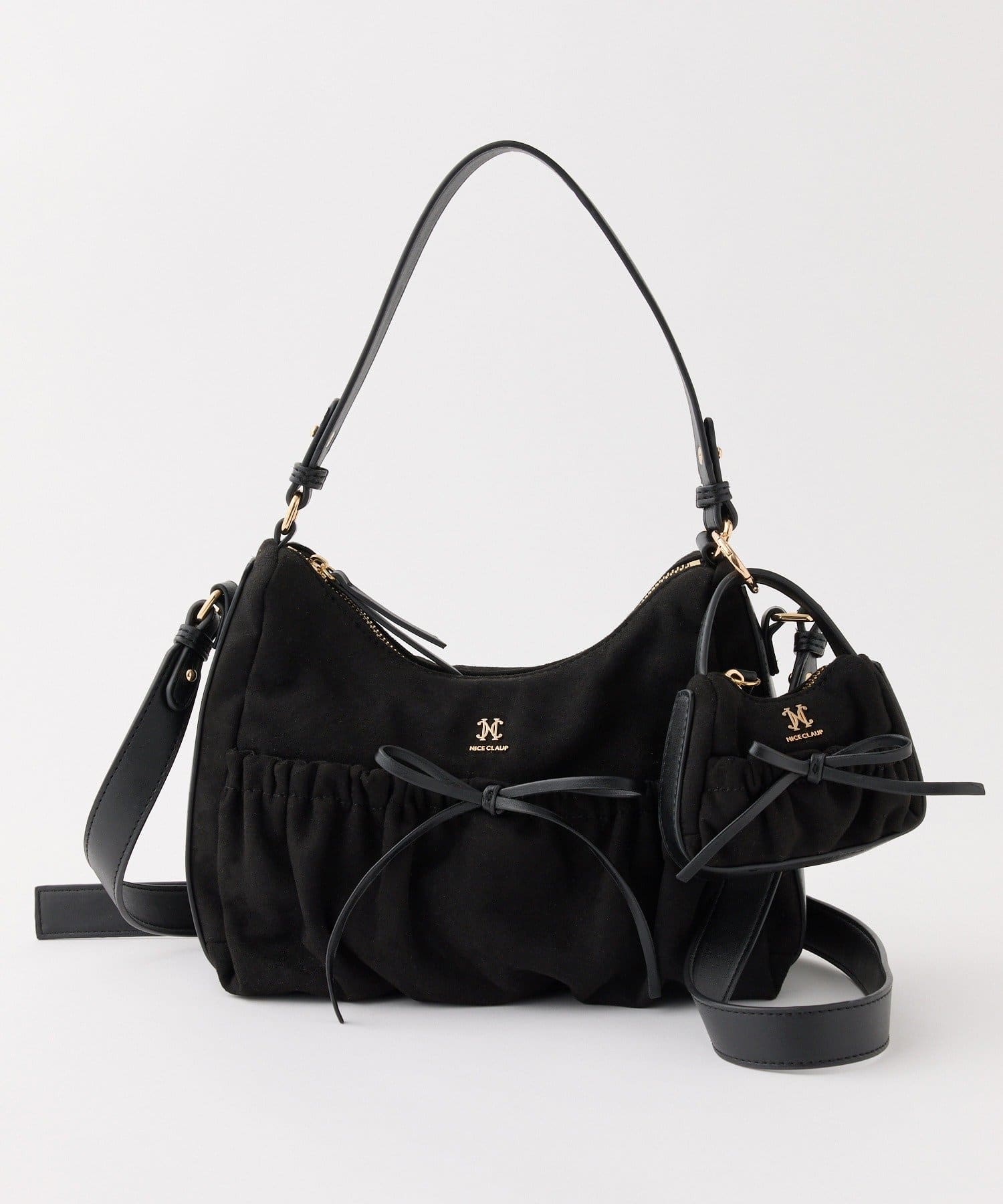 one after another NICE CLAUP(ワンアフターアナザー ナイスクラップ) ミニバッグチャーム付きドロストリボンバッグ