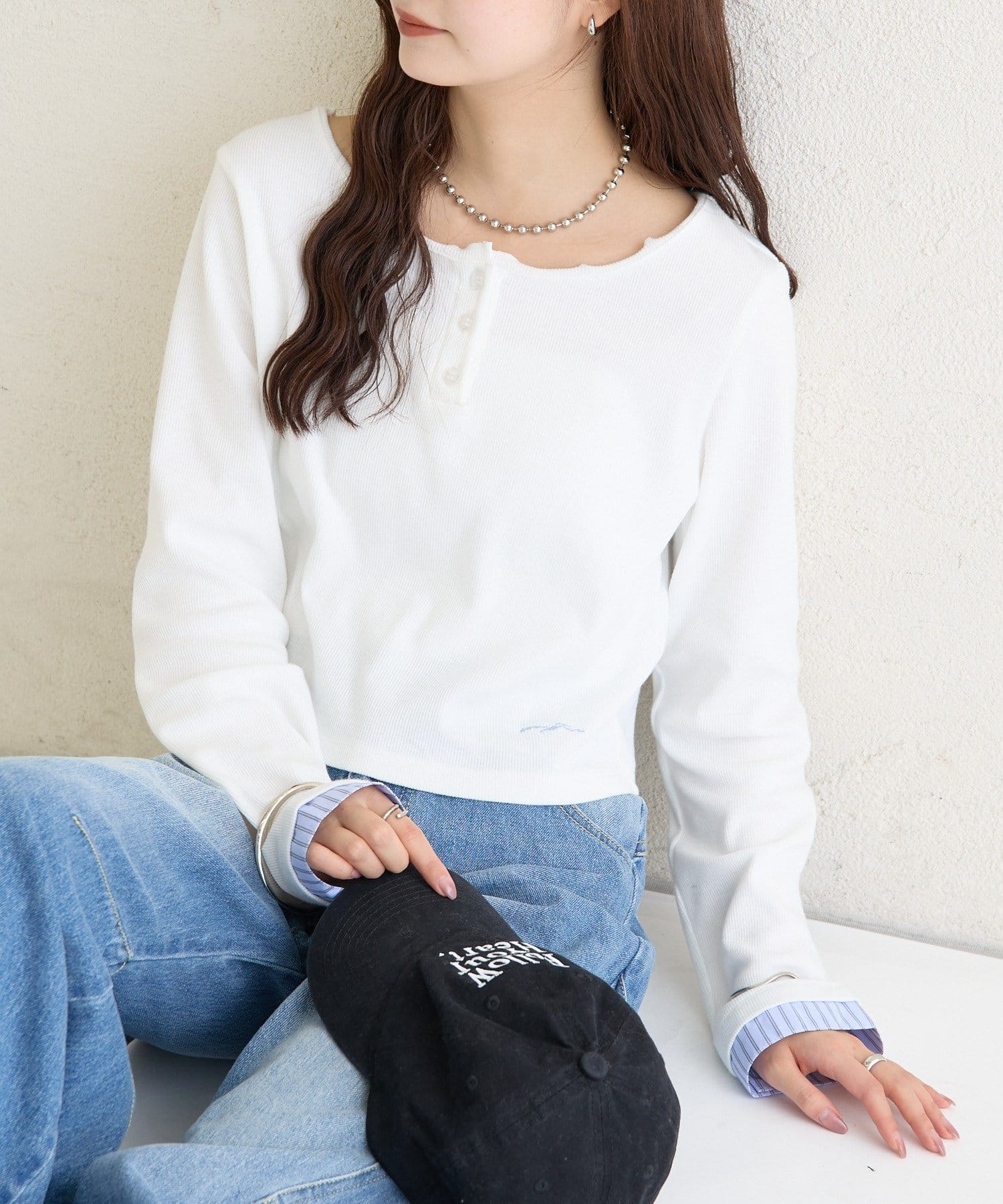 mystic(ミスティック) ヘンリーネックチビロンT