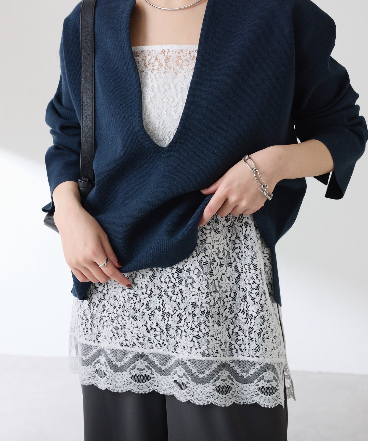 COLLAGE GALLARDAGALANTE(コラージュ ガリャルダガランテ) 【オールシーズン使える◎】スカラップレースキャミソール/レイヤードアイテム