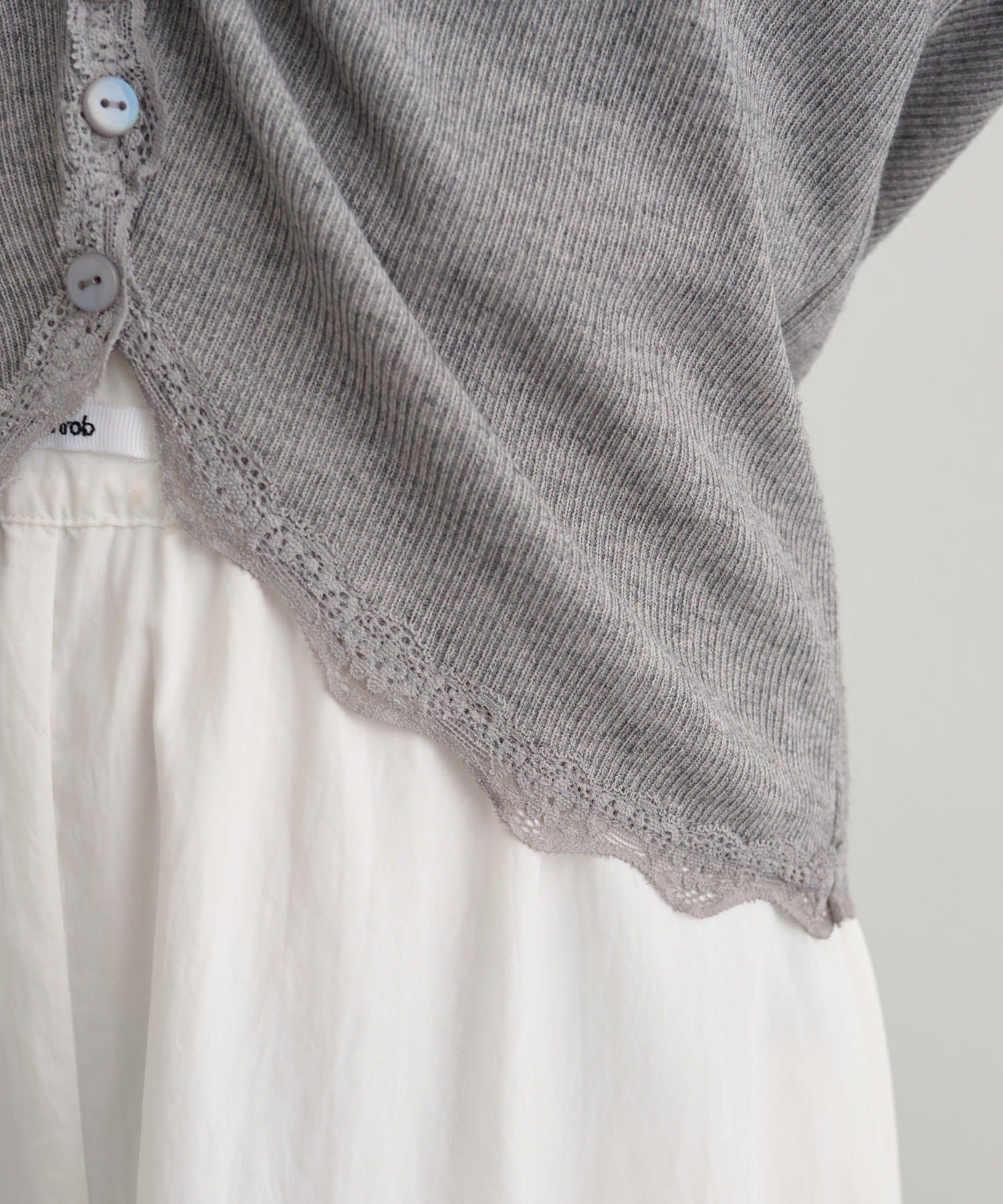 mystic(ミスティック) ギャザーレースリブカーディガン