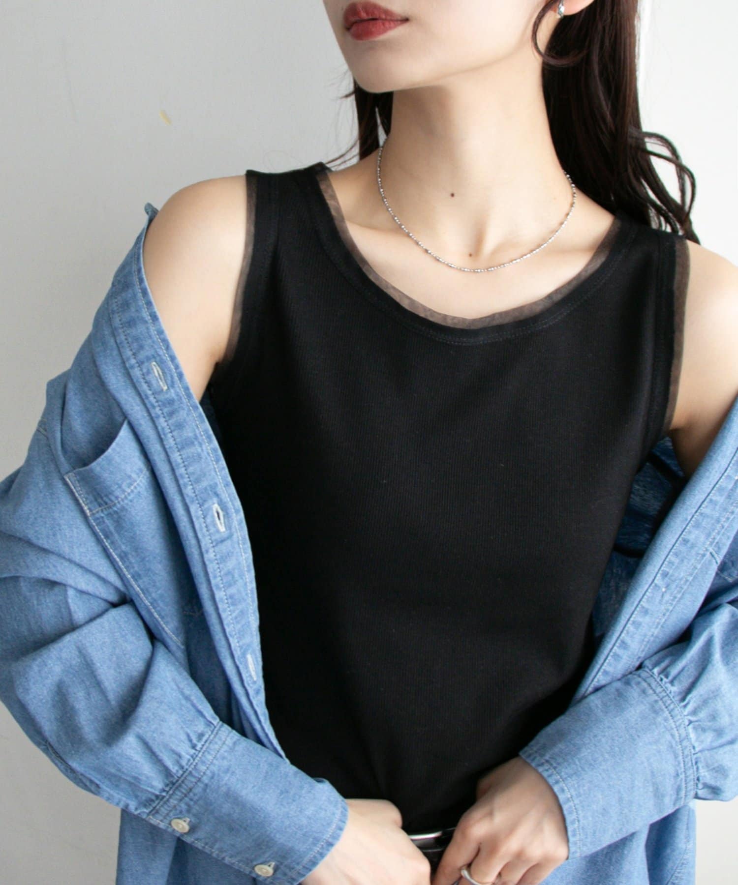 DISCOAT(ディスコート) 【SS先行予約】リブチュール使いタンク