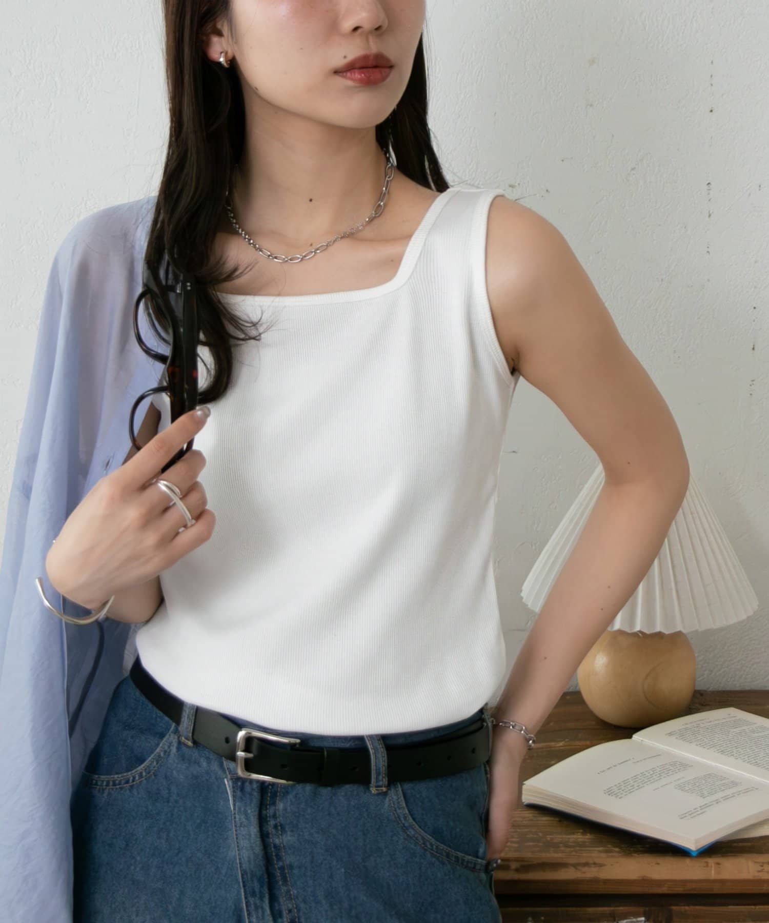 DISCOAT(ディスコート) リブスクエアネックタンク