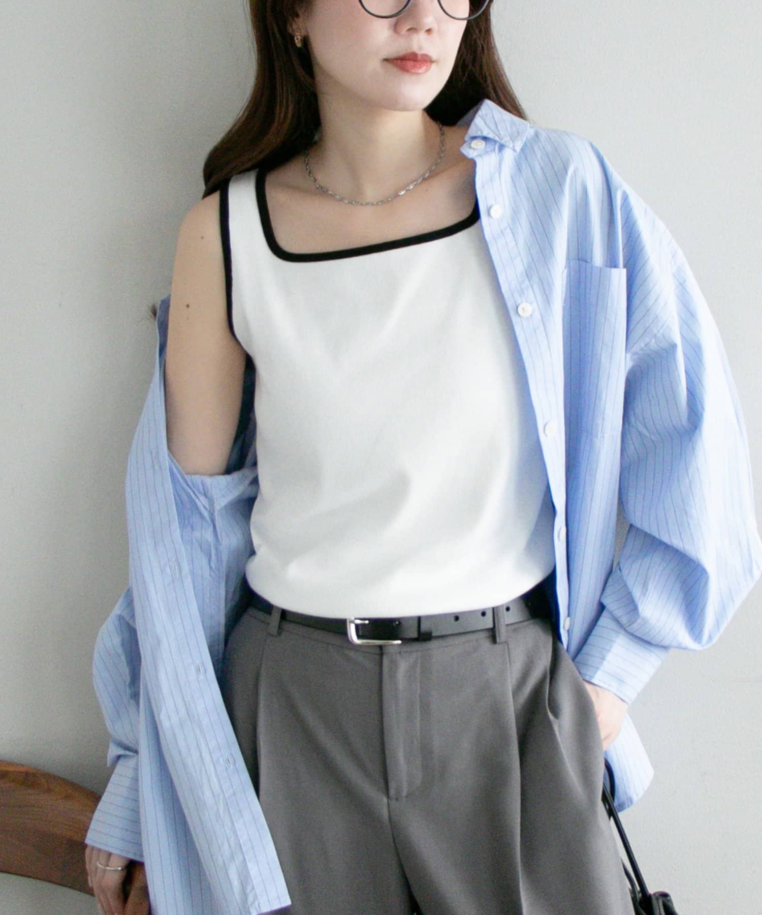 DISCOAT(ディスコート) リブスクエアネックタンク