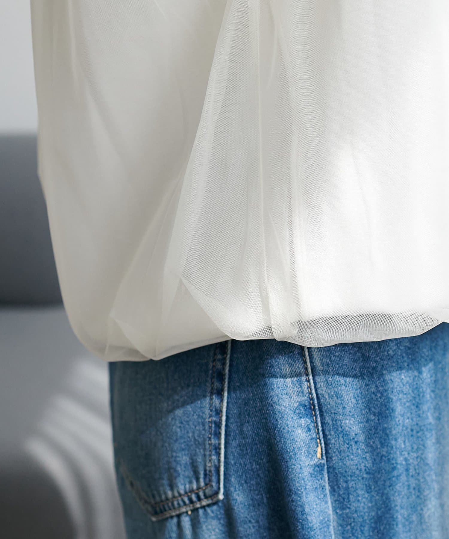 DISCOAT(ディスコート) 【〝♡”で教えて春の推し服】チュール使いバルーンフレンチ