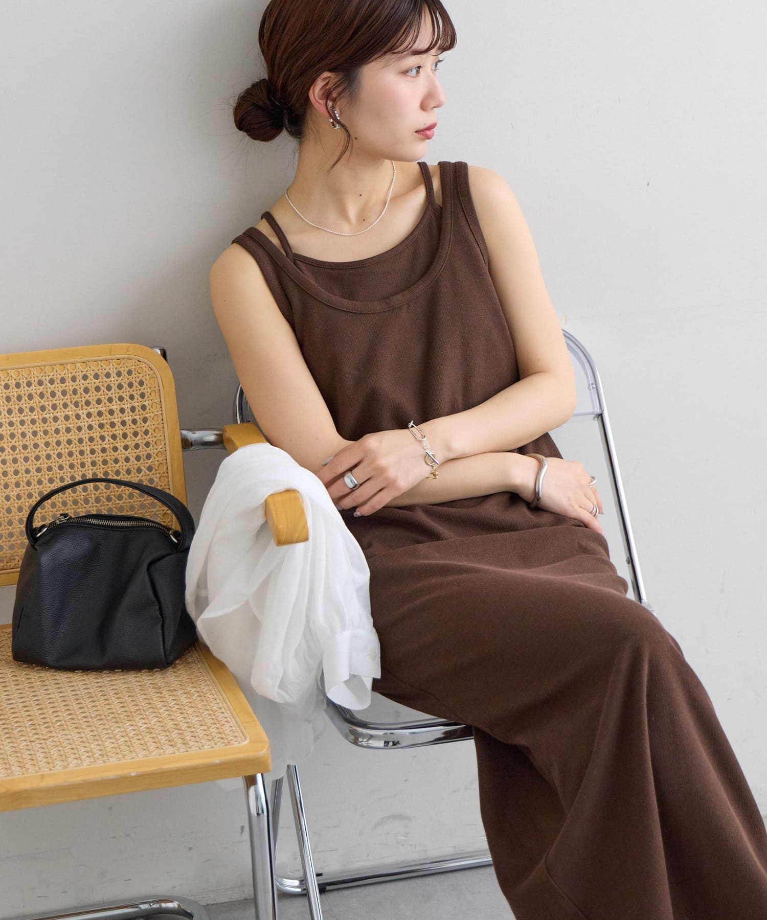 DISCOAT(ディスコート) カップ付キャミセットUネックノースリワンピース