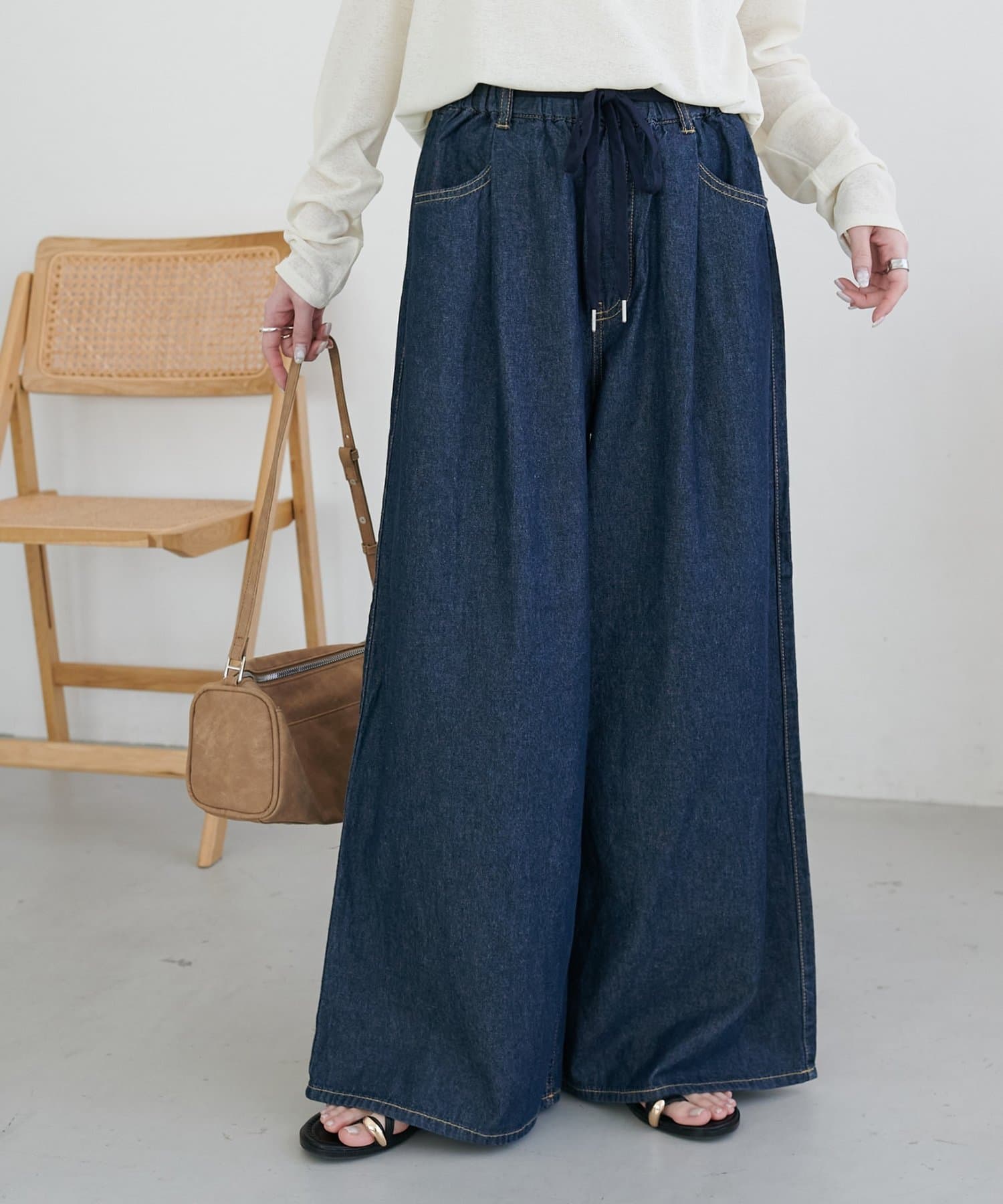 DISCOAT(ディスコート) ライトオンスデニムイージーワイドパンツ