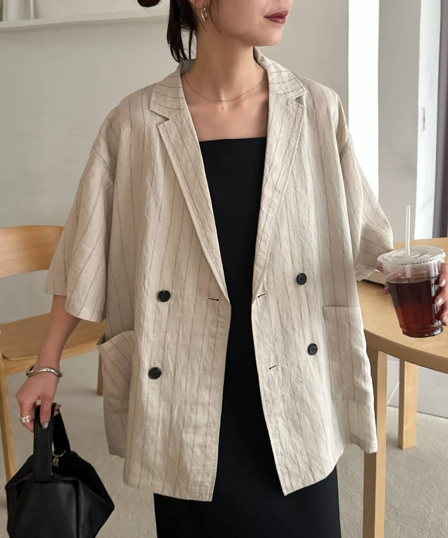 DISCOAT(ディスコート) 【Enlude/夏も快適♪】シアーストライプ半袖シャツジャケット