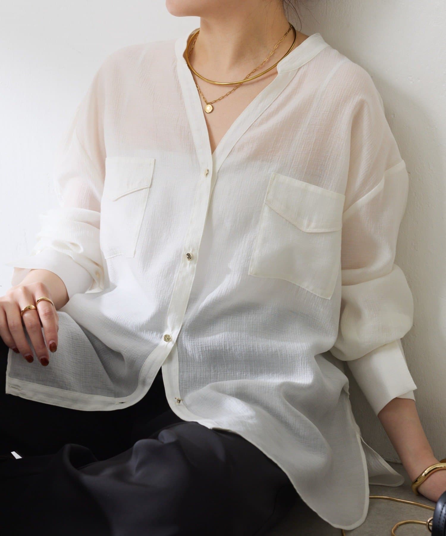 COLLAGE GALLARDAGALANTE(コラージュ ガリャルダガランテ) 【丈を変えられる】ヴィンテージライクシアーシャツ