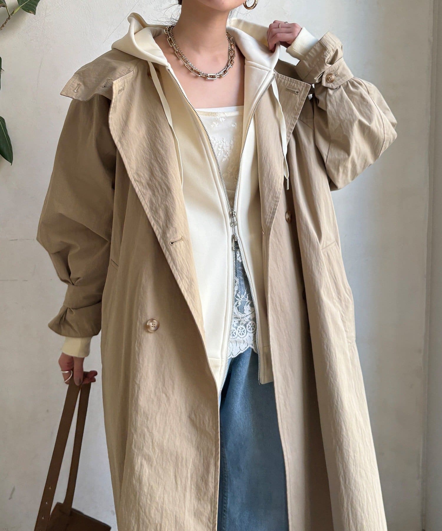 DOUDOU(ドゥドゥ) ボンディングジップフーディー