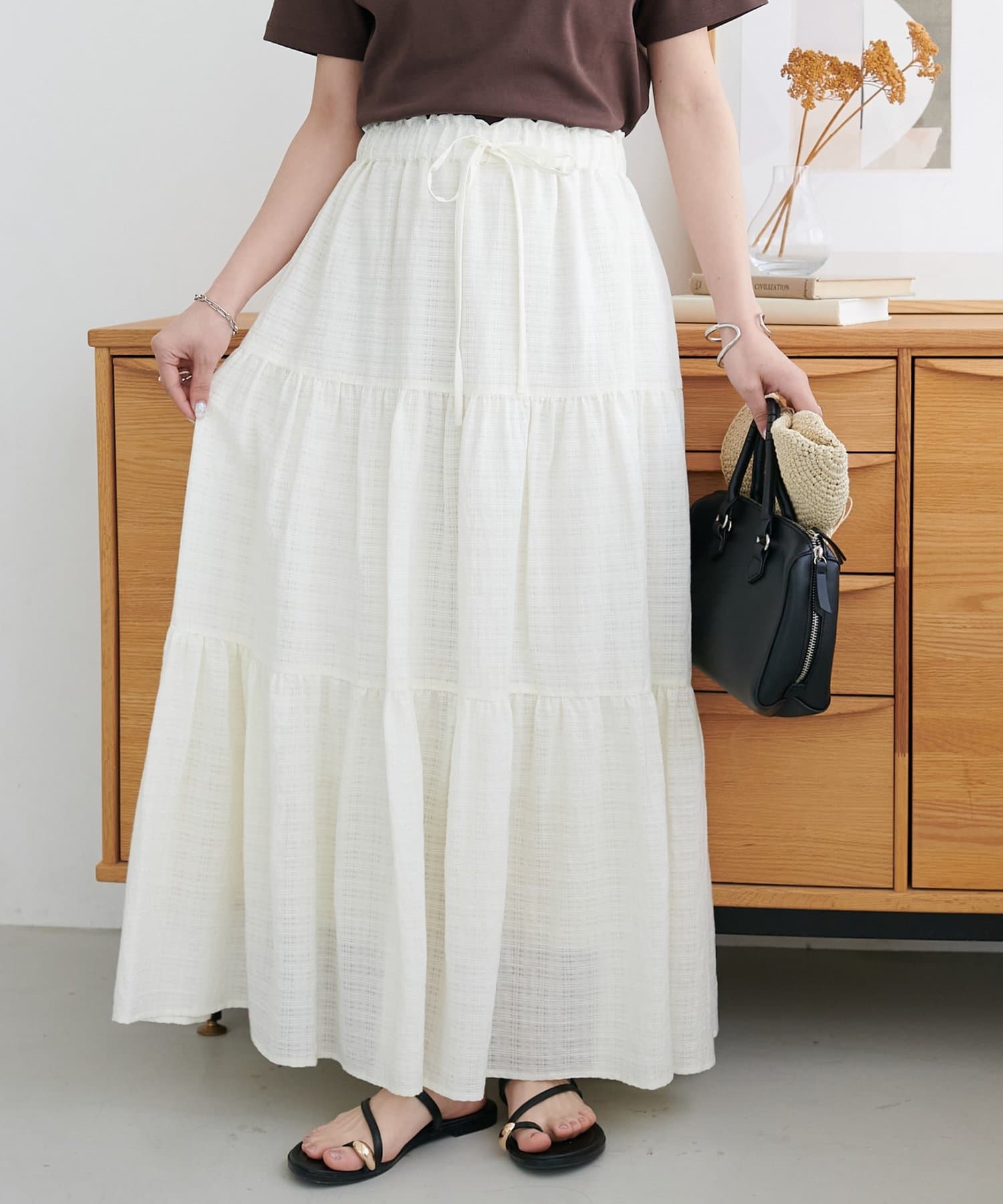 DISCOAT(ディスコート) 【marusara】シアーチェックティアードスカート