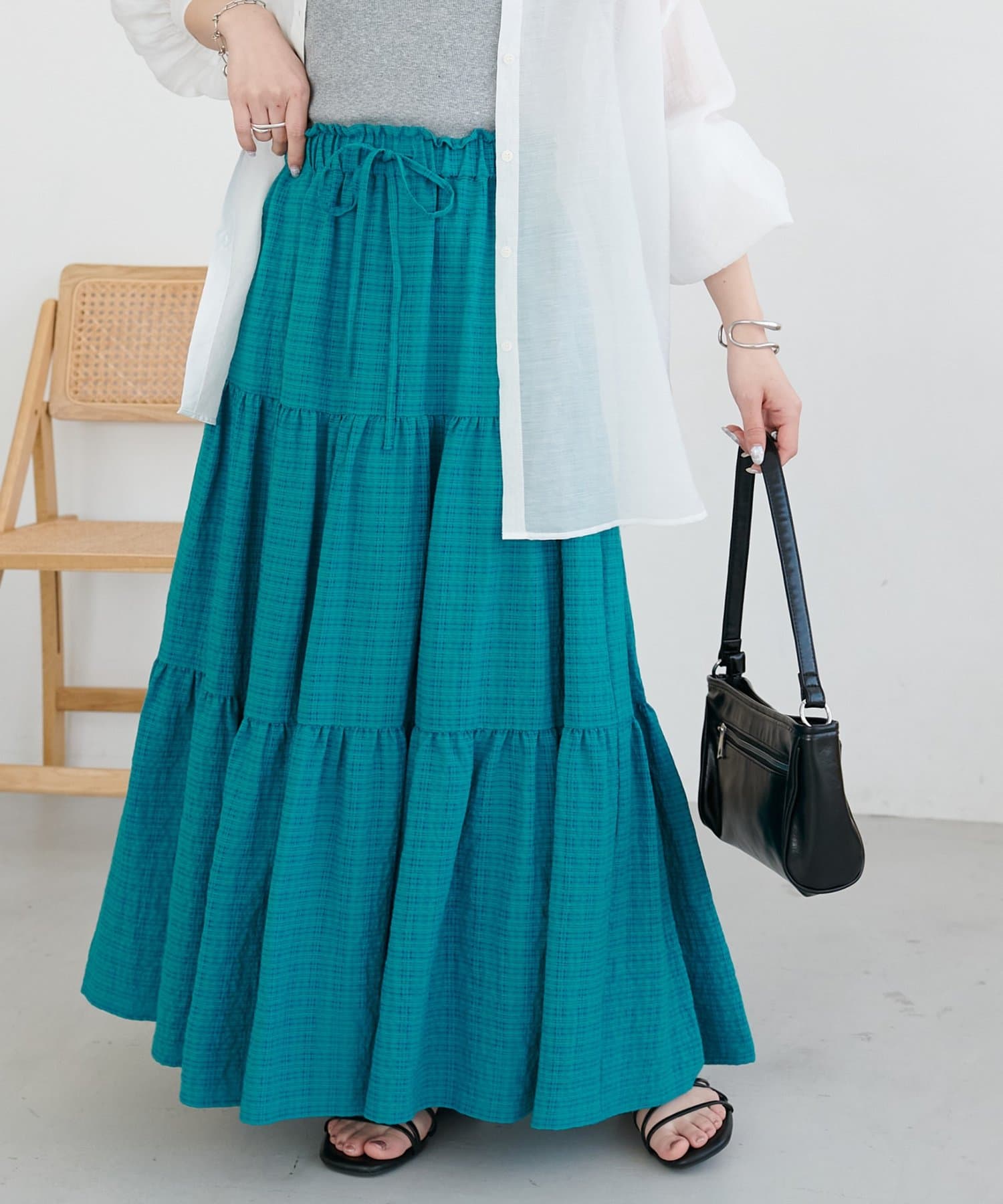 DISCOAT(ディスコート) 【marusara】シアーチェックティアードスカート